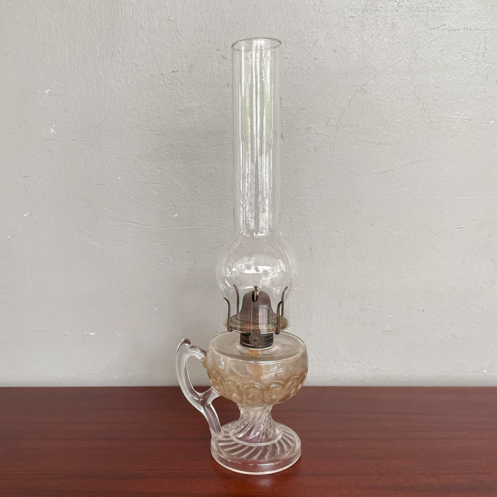 Vintage Glass Kerosene Lamp with Handle