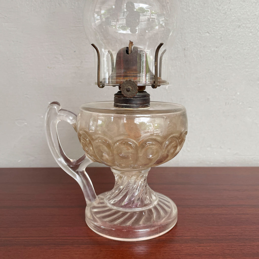 Vintage Glass Kerosene Lamp with Handle