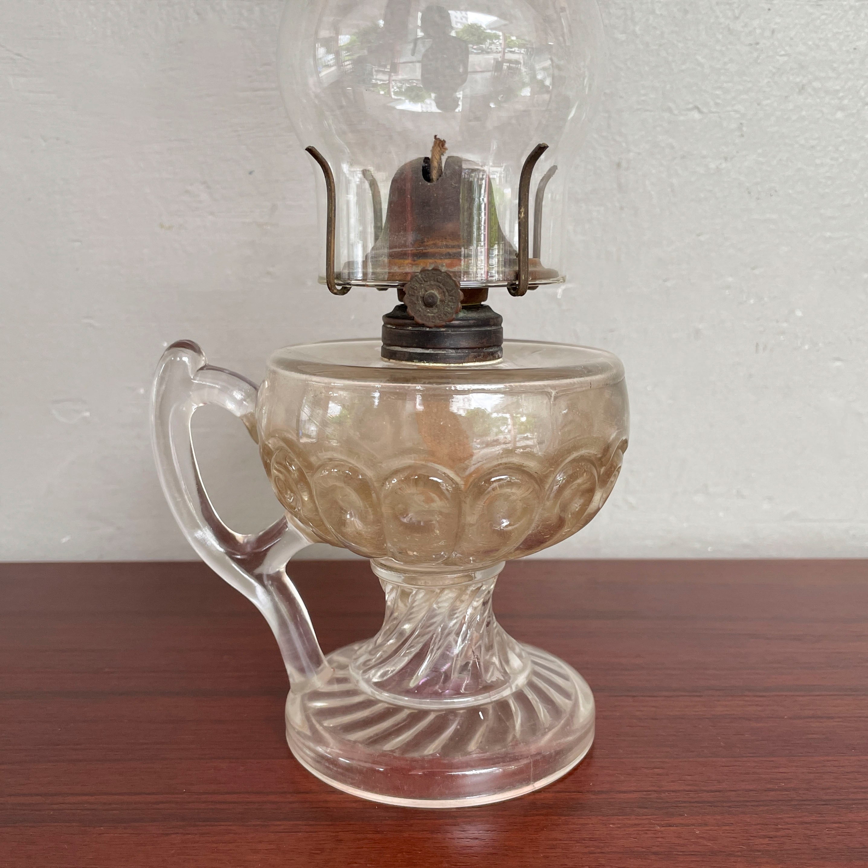 Vintage Glass Kerosene Lamp with Handle