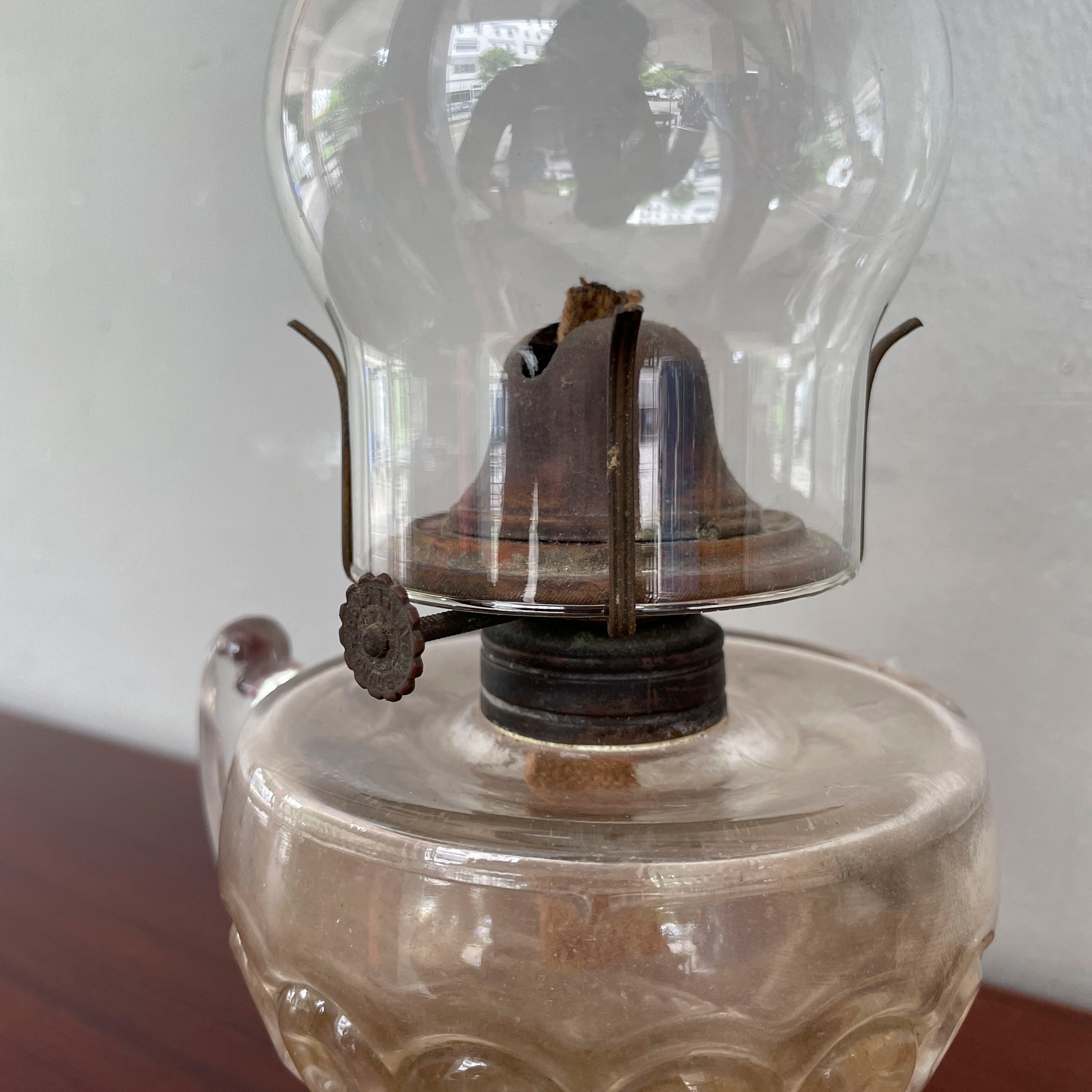 Vintage Glass Kerosene Lamp with Handle