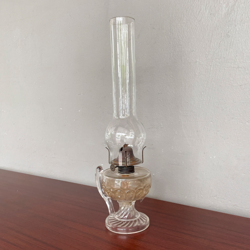 Vintage Glass Kerosene Lamp with Handle