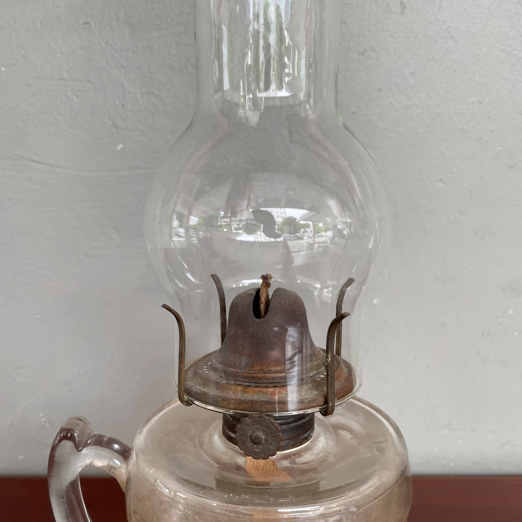 Vintage Glass Kerosene Lamp with Handle