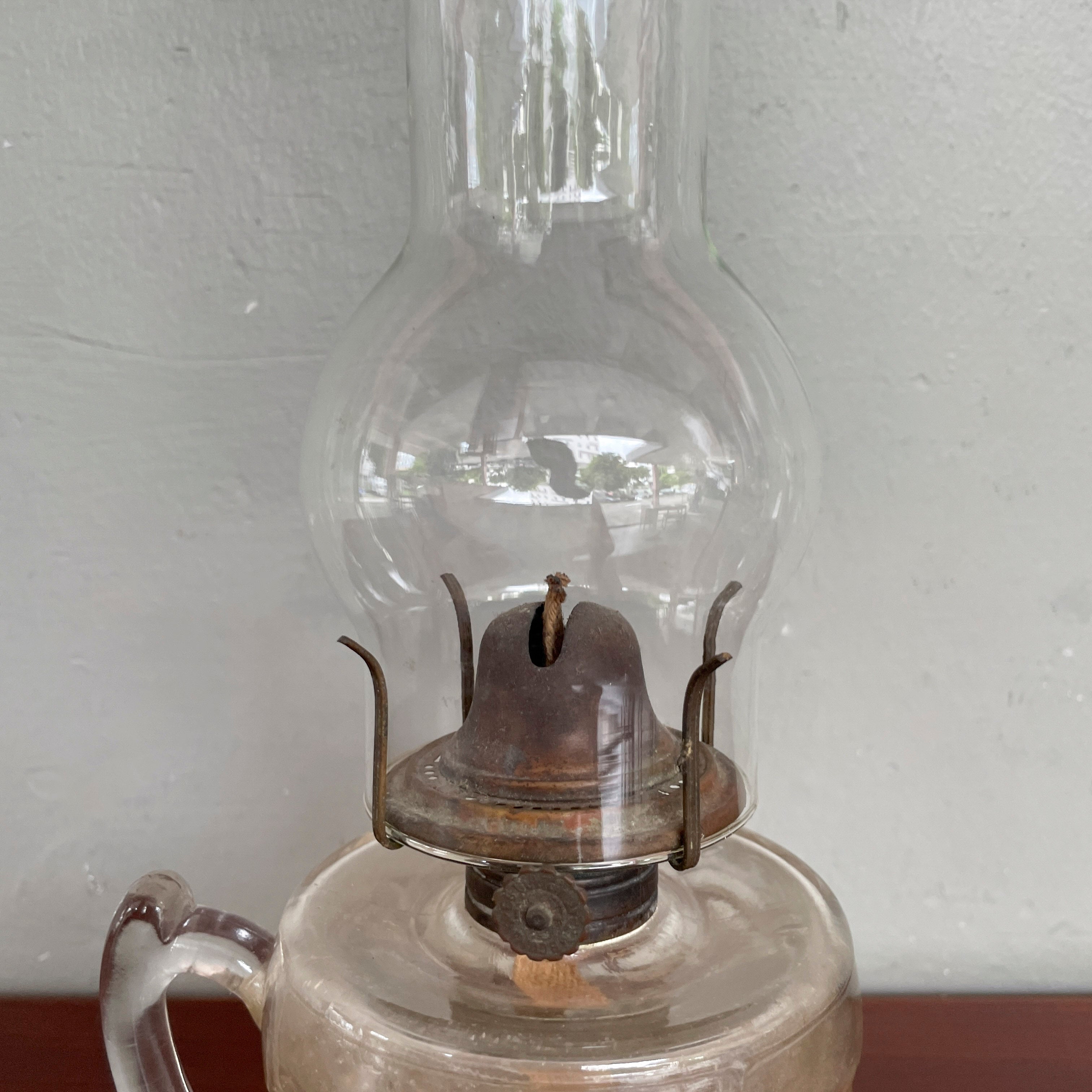 Vintage Glass Kerosene Lamp with Handle