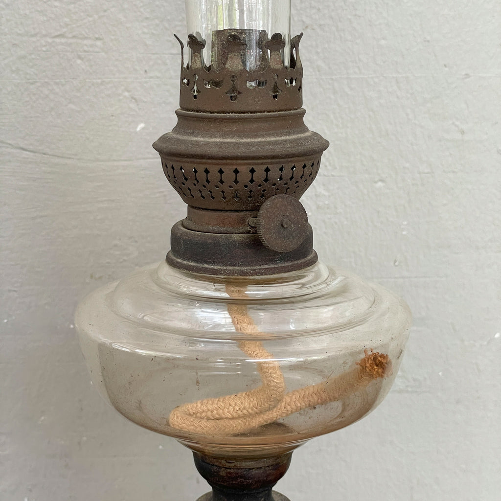 Vintage Gilt-Base Kerosene Lamp
