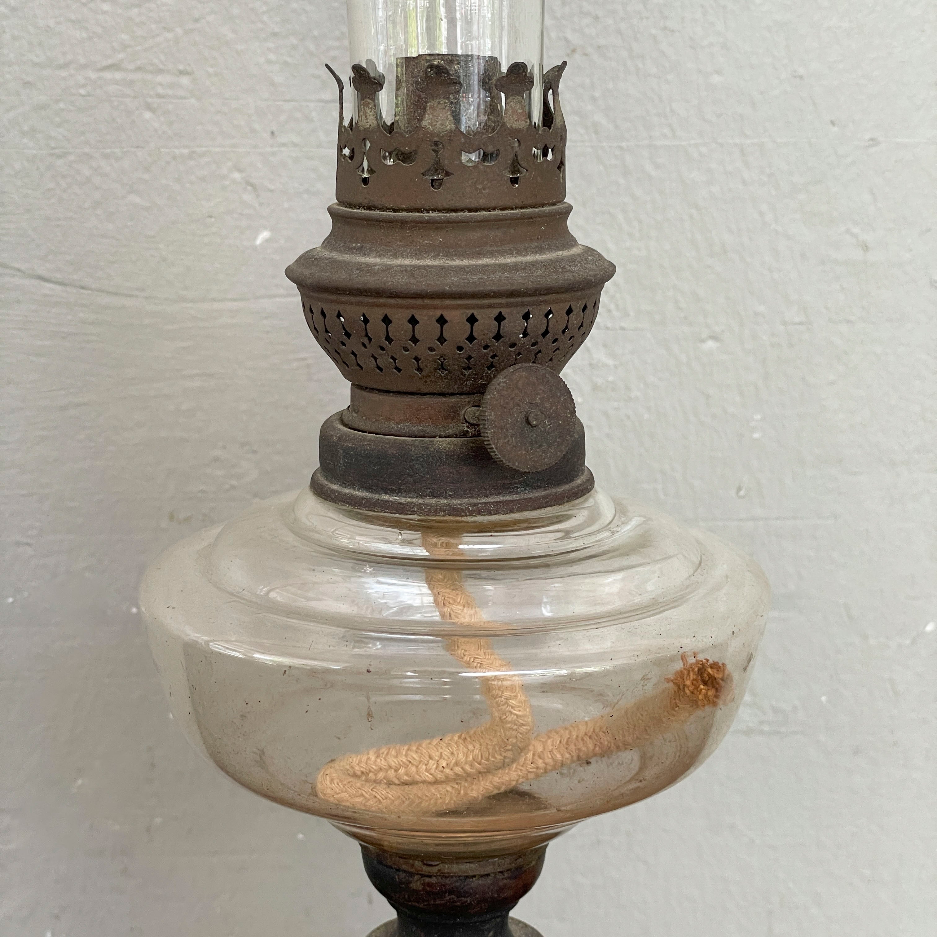 Vintage Gilt-Base Kerosene Lamp
