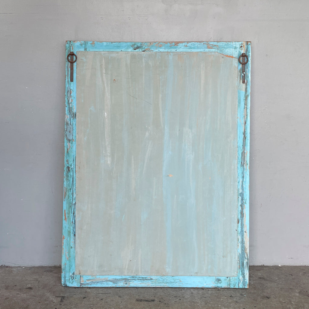 Distressed Turquoise Carved Mirror