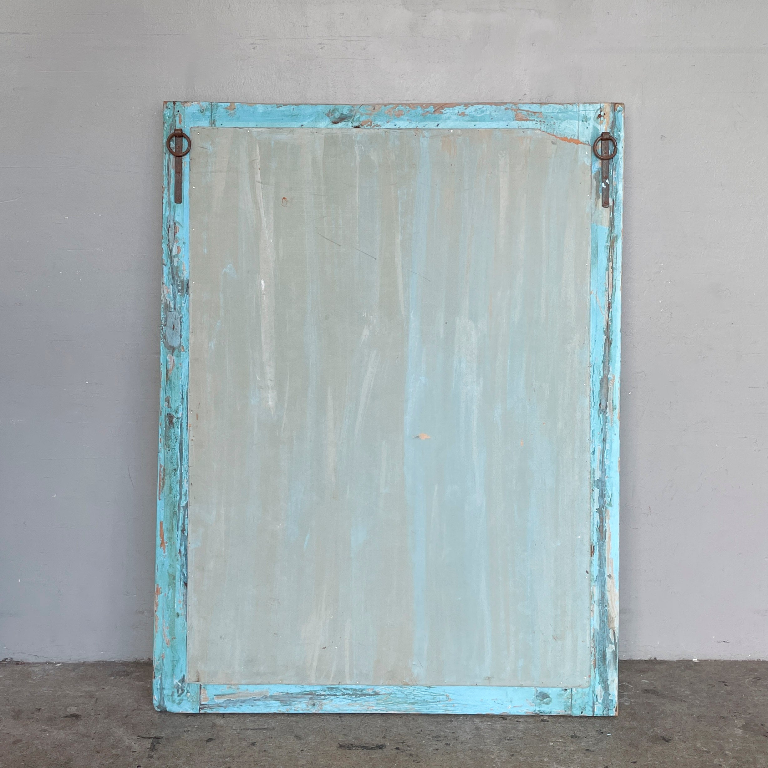 Distressed Turquoise Carved Mirror