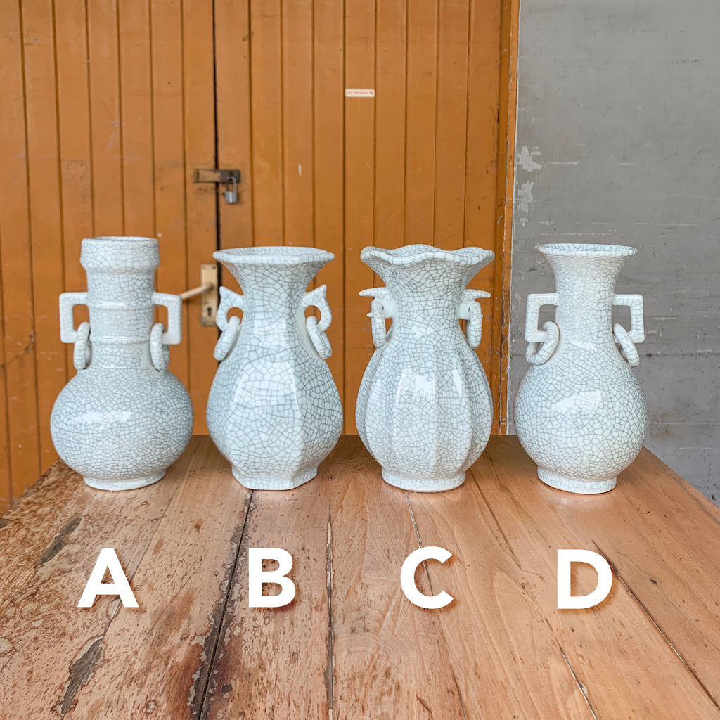 Pale Celadon "Crackled" Vase (Twin Handles)
