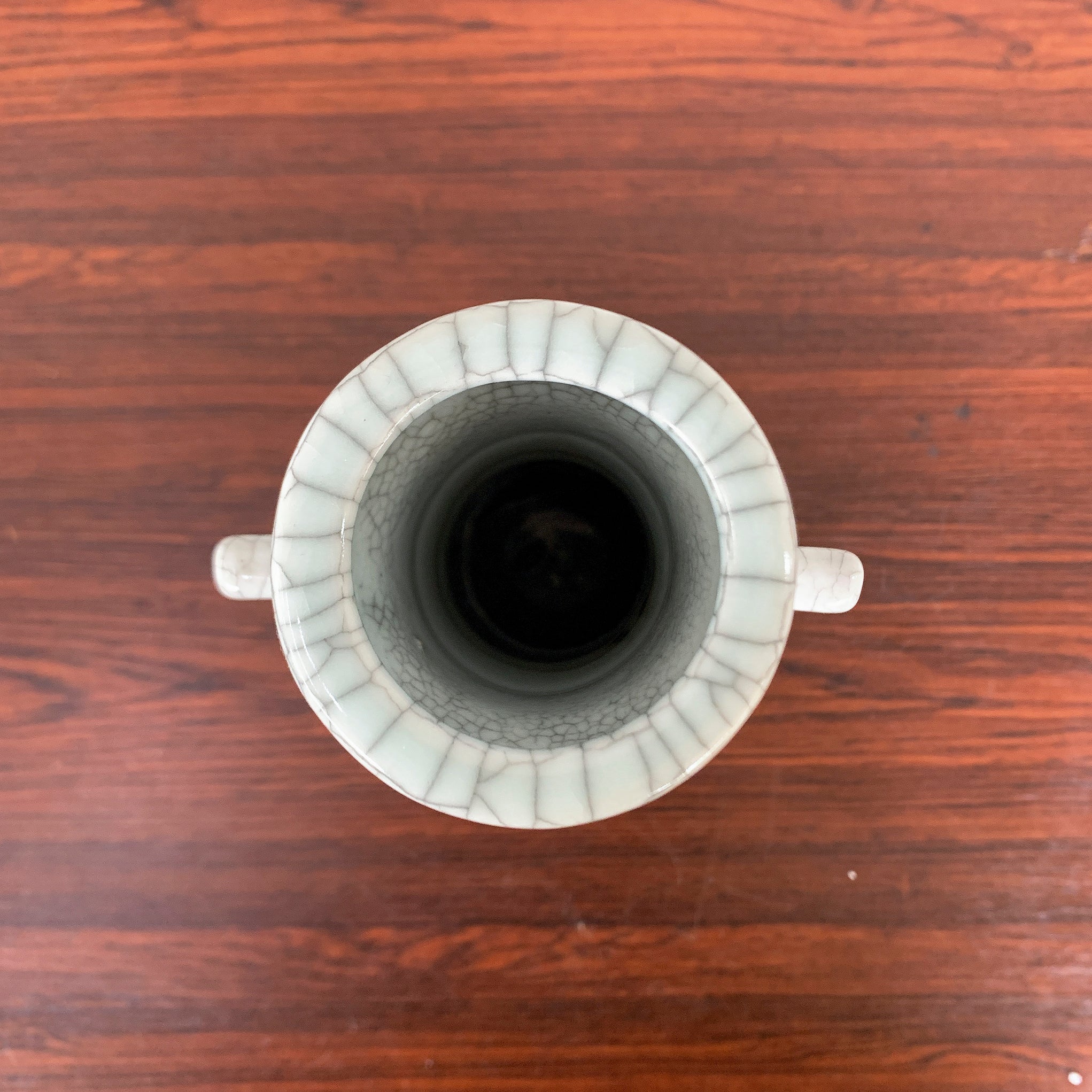 Pale Celadon "Crackled" Vase (Twin Handles)