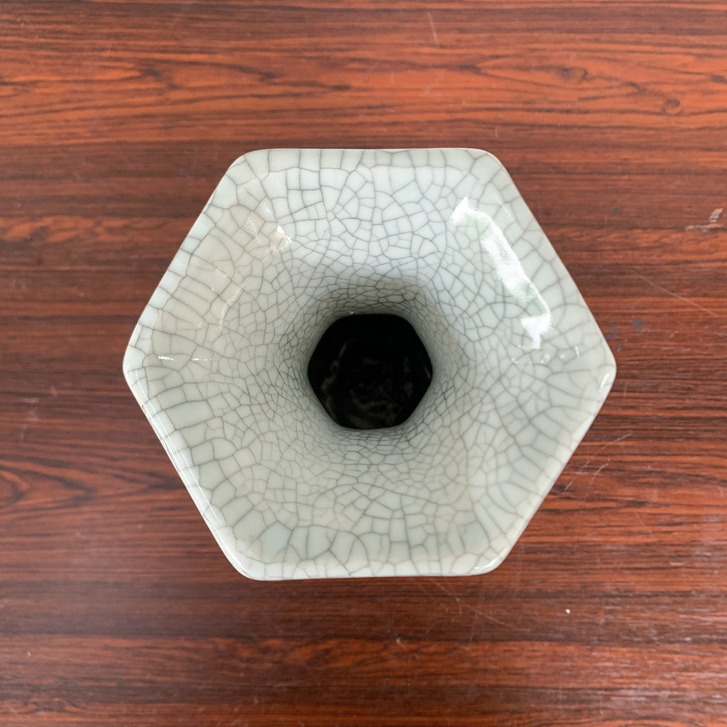 Pale Celadon "Crackled" Vase (Twin Handles)