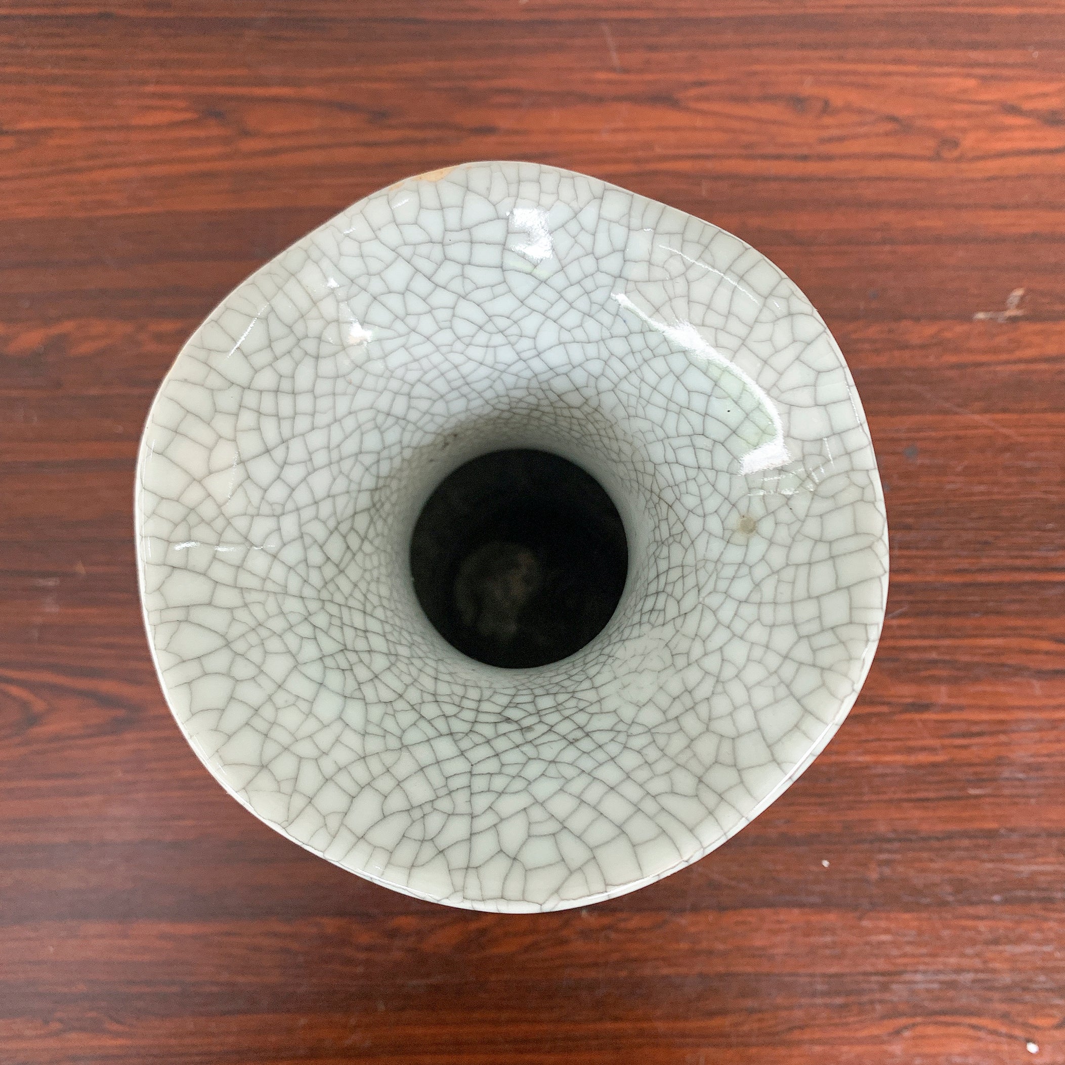 Pale Celadon "Crackled" Vase (Twin Handles)