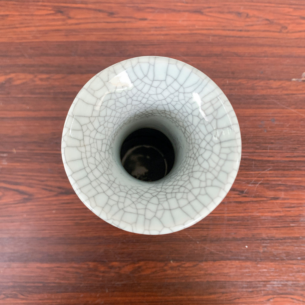 Pale Celadon "Crackled" Vase (Twin Handles)