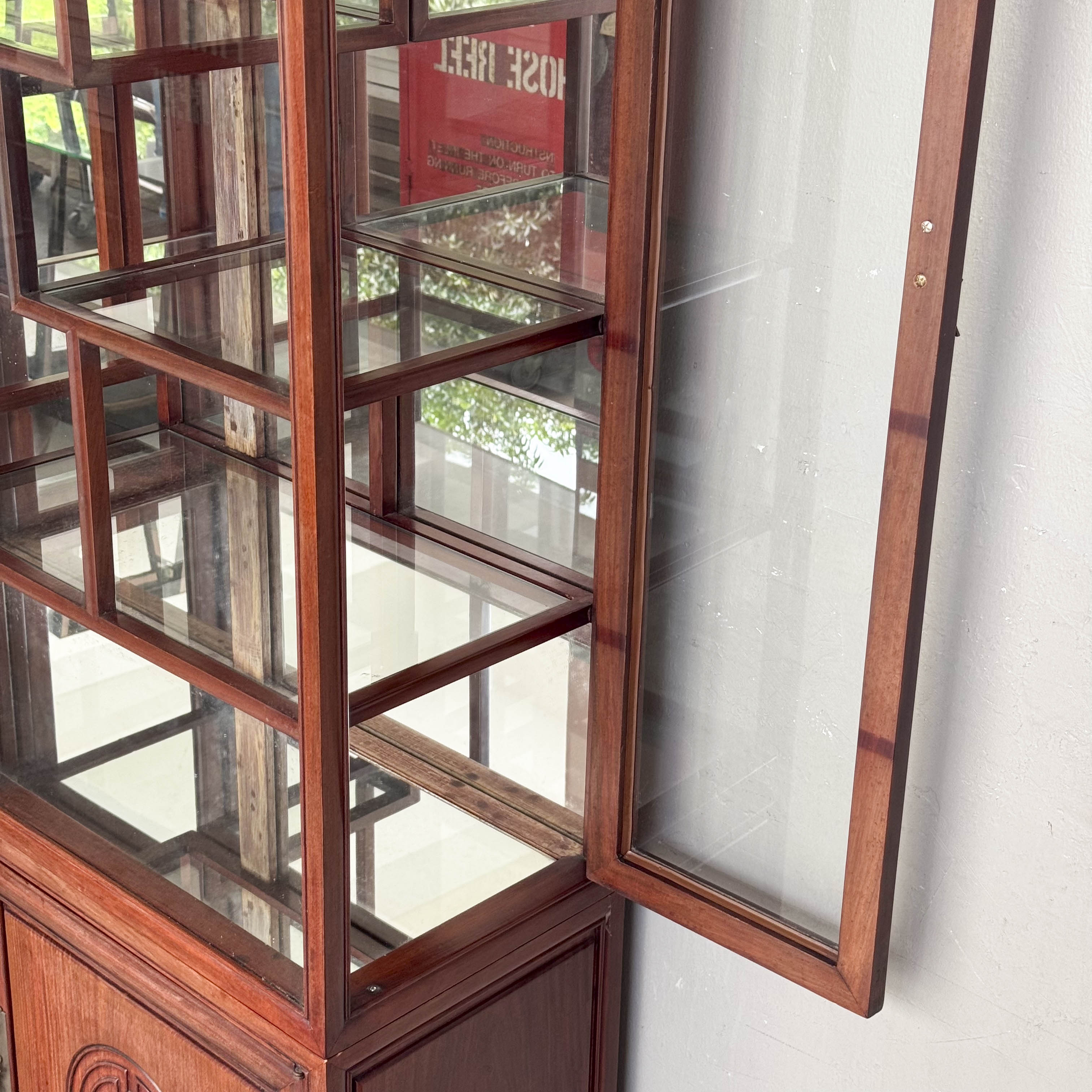 Rosewood Glass Display Cabinet with Side Doors