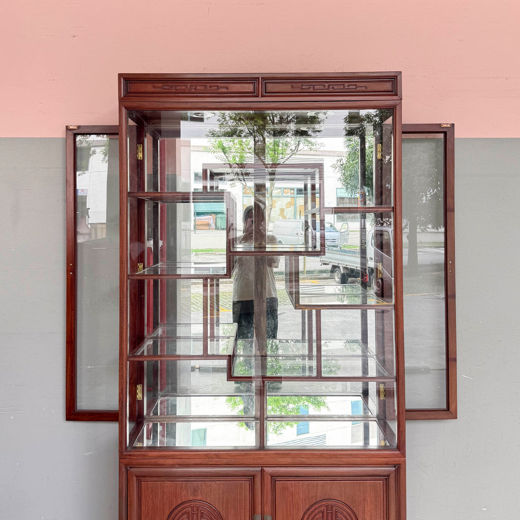 Rosewood Glass Display Cabinet with Side Doors
