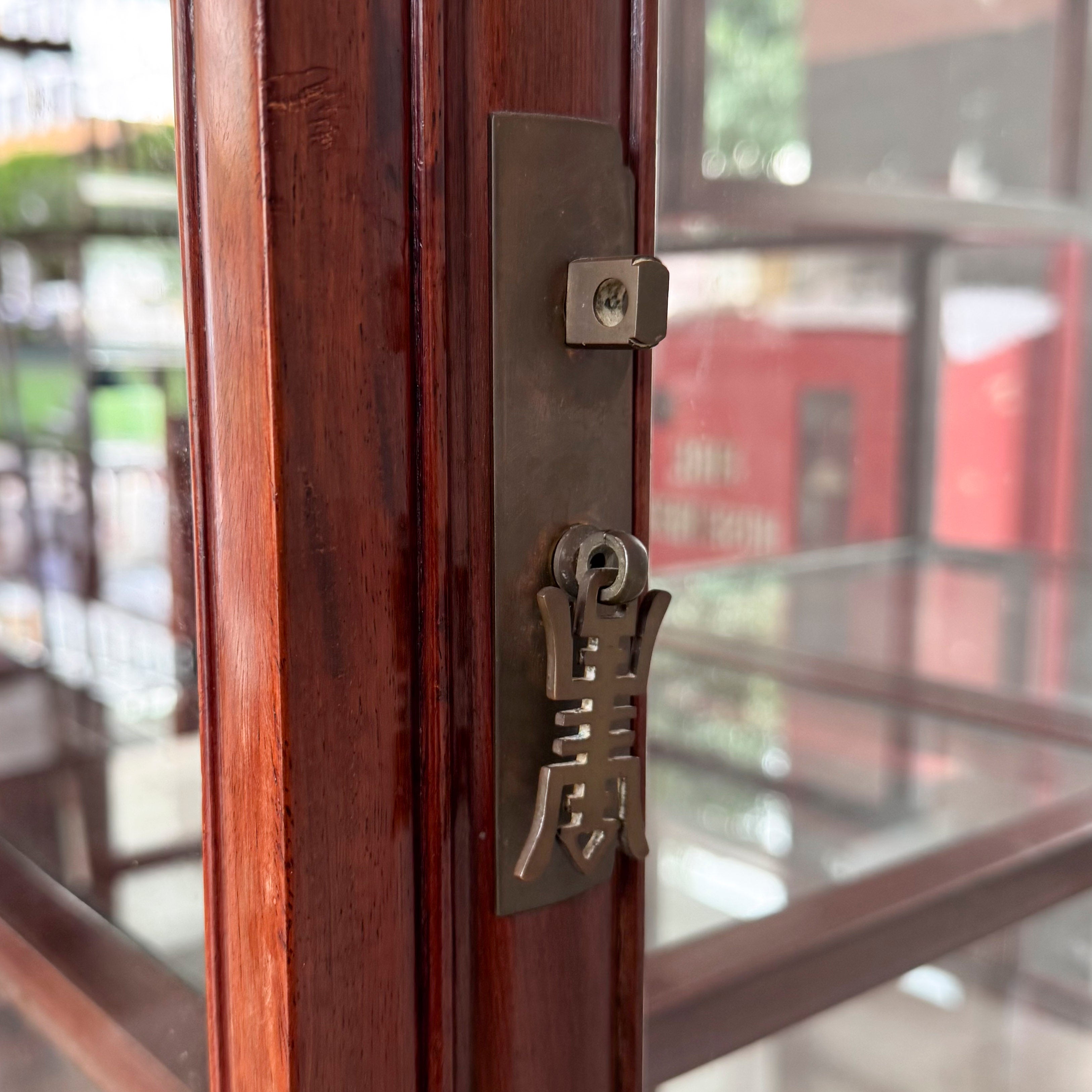 Rosewood Glass Display Cabinet with Side Doors