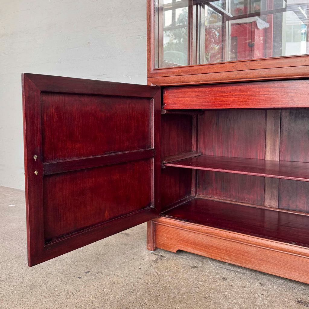 Rosewood Glass Display Cabinet with Side Doors