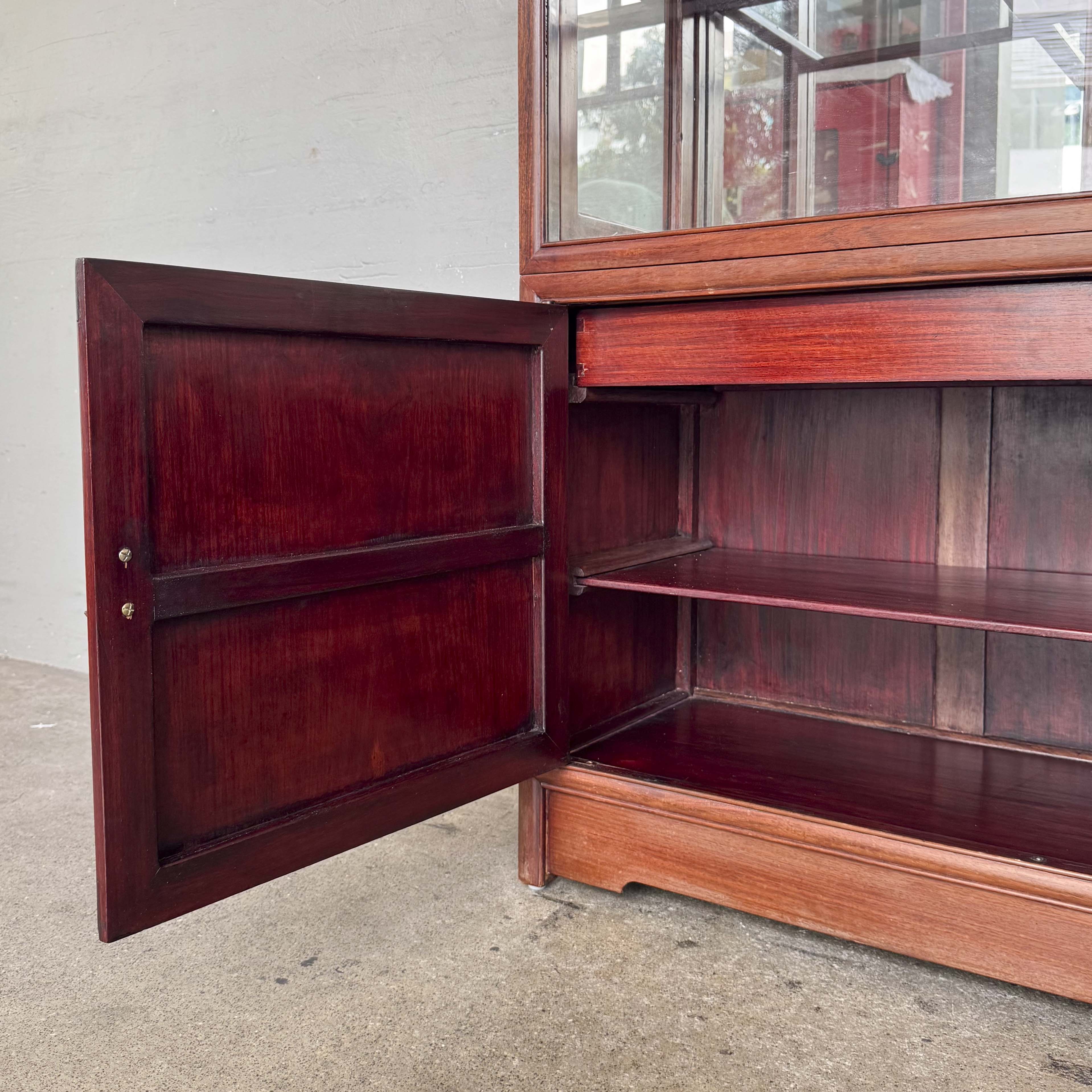 Rosewood Glass Display Cabinet with Side Doors