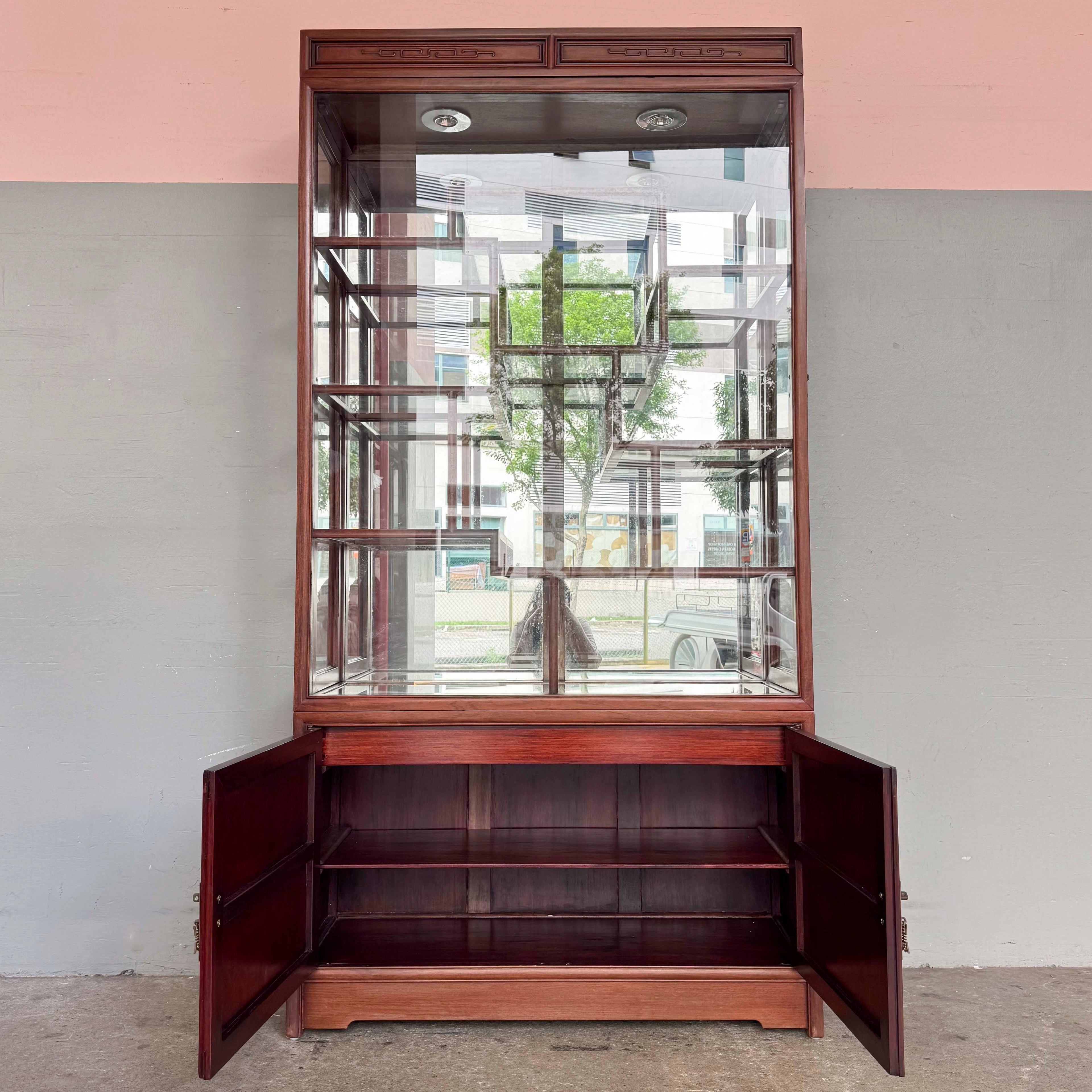 Rosewood Glass Display Cabinet with Side Doors