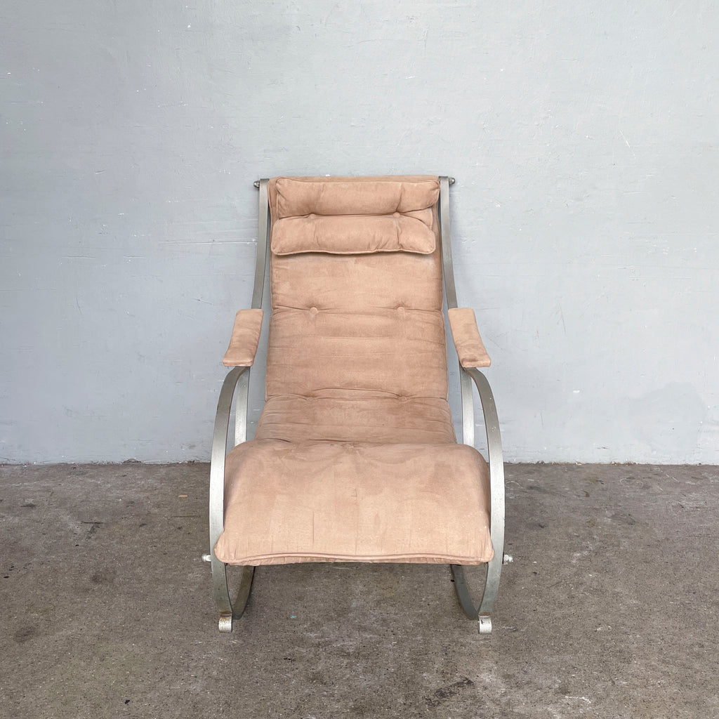 Vintage Curved Metal Frame Rocking Chair