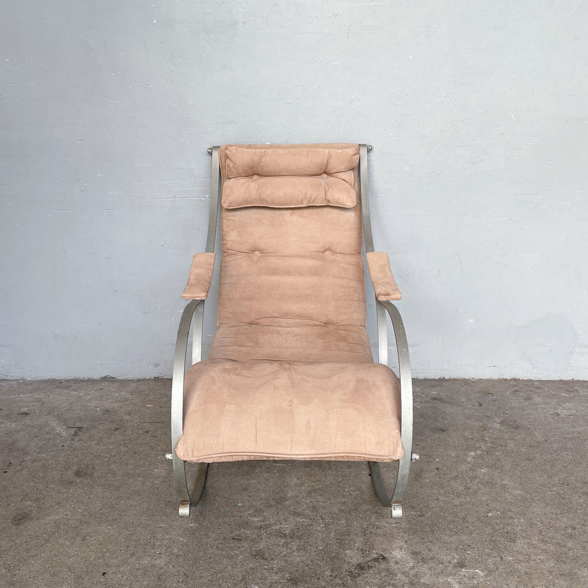 Vintage Curved Metal Frame Rocking Chair