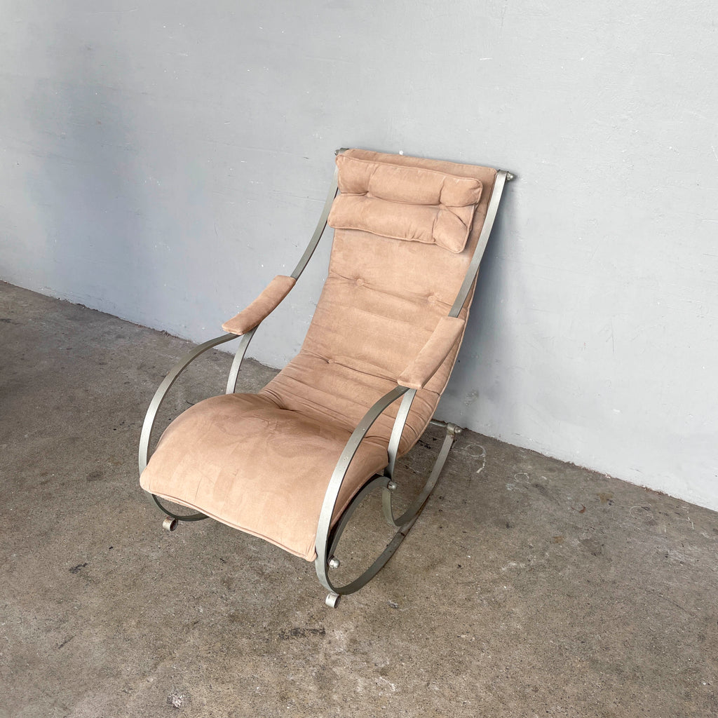 Vintage Curved Metal Frame Rocking Chair