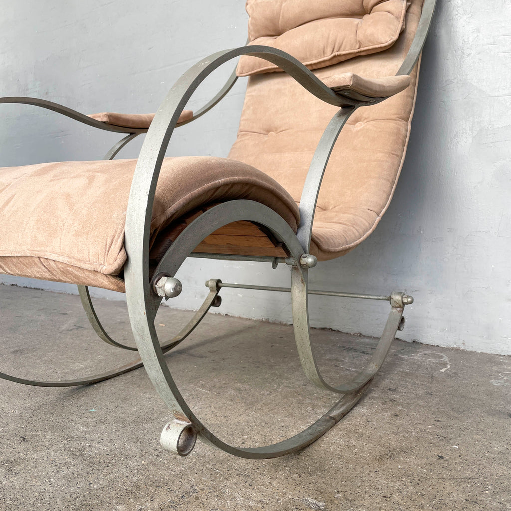 Vintage Curved Metal Frame Rocking Chair