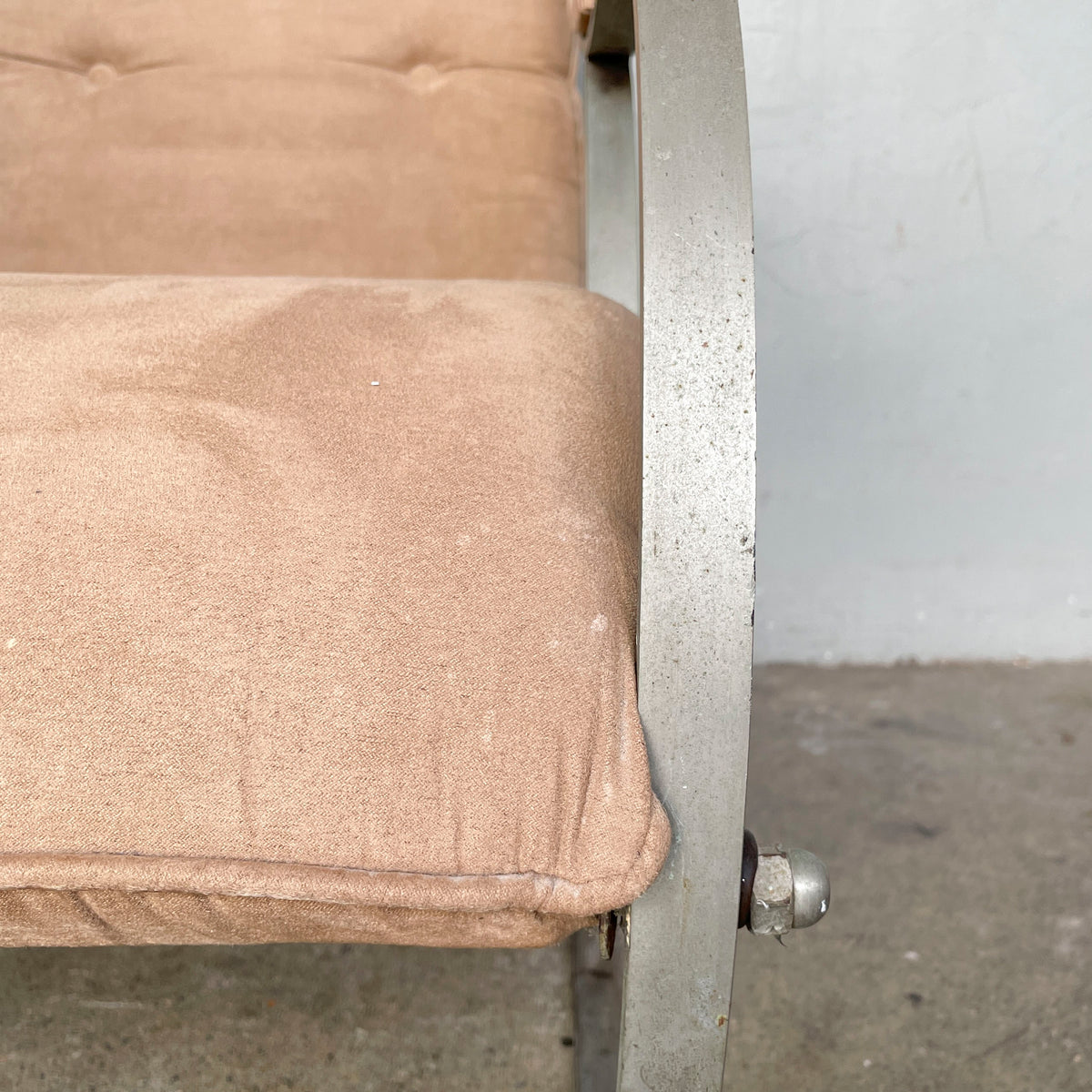 Vintage Curved Metal Frame Rocking Chair