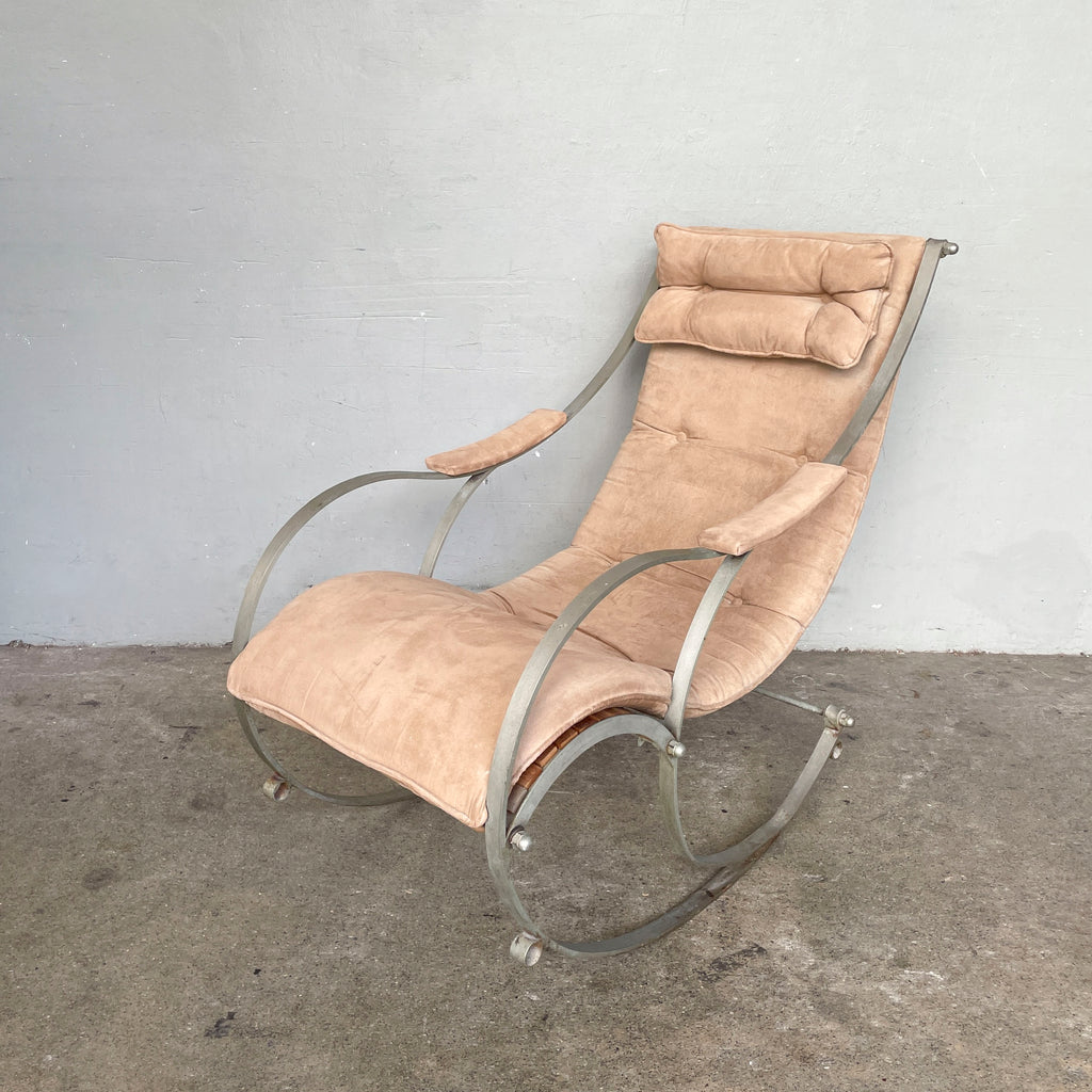 Vintage Curved Metal Frame Rocking Chair