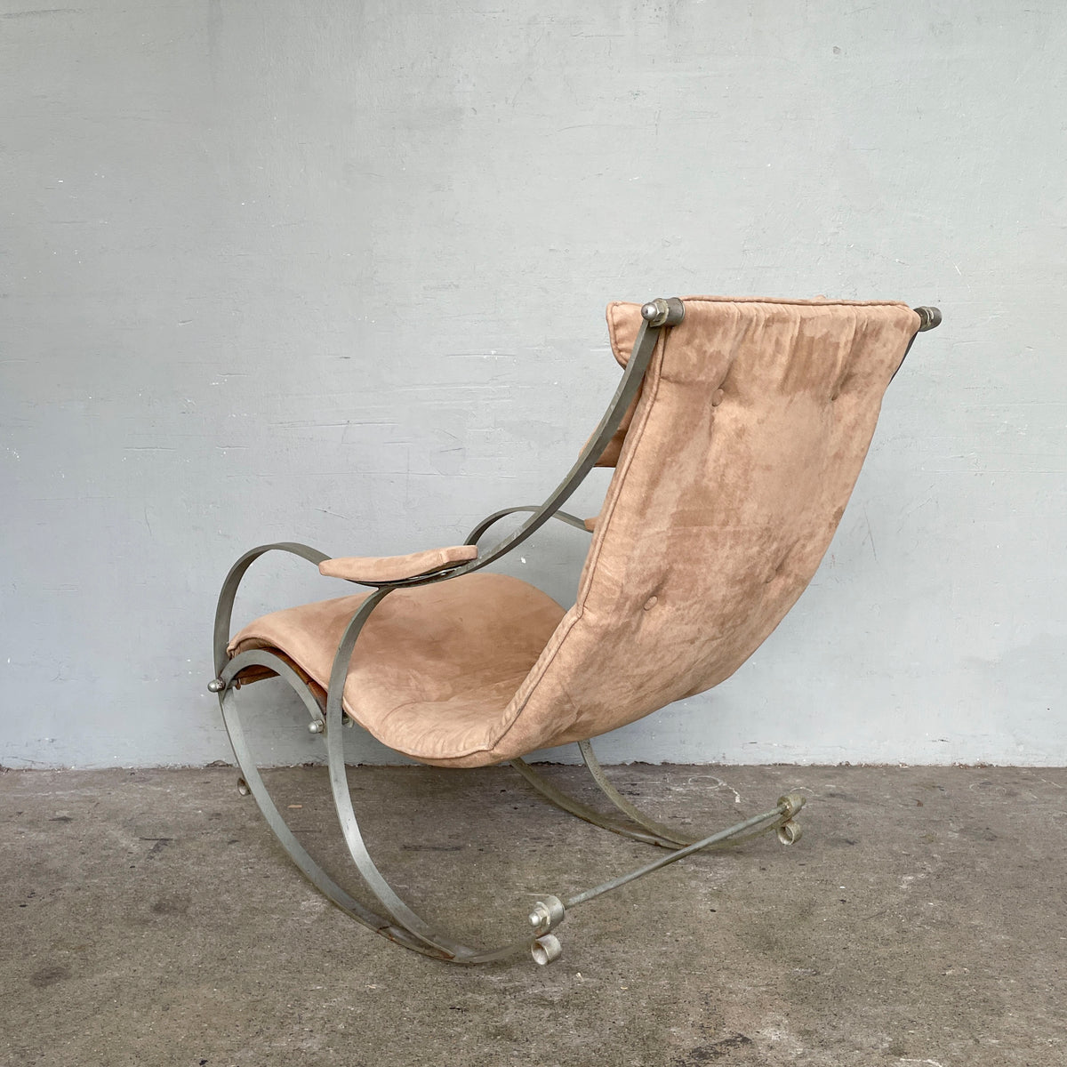 Vintage Curved Metal Frame Rocking Chair