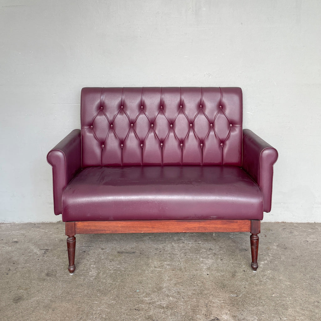 Plum PU Leather Loveseat