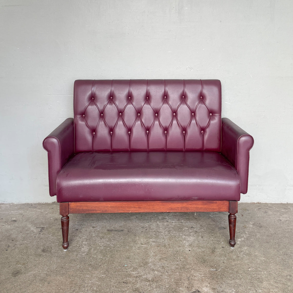 Plum PU Leather Loveseat