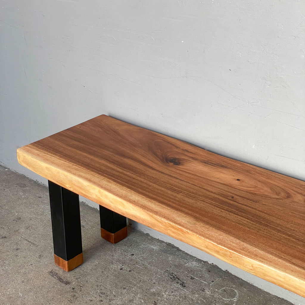 Upcycled Suar Slab Bench (Straight Legs)