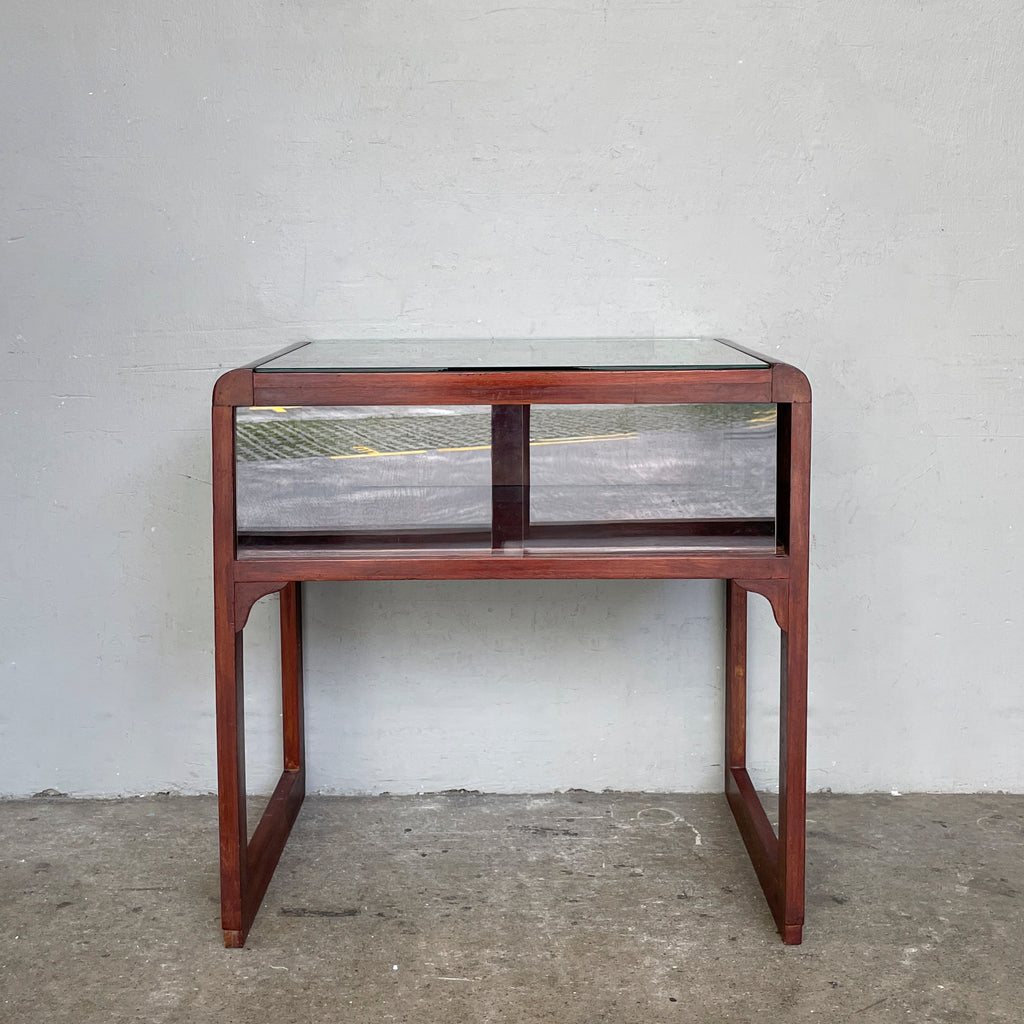 Vintage Side Table with Display Storage