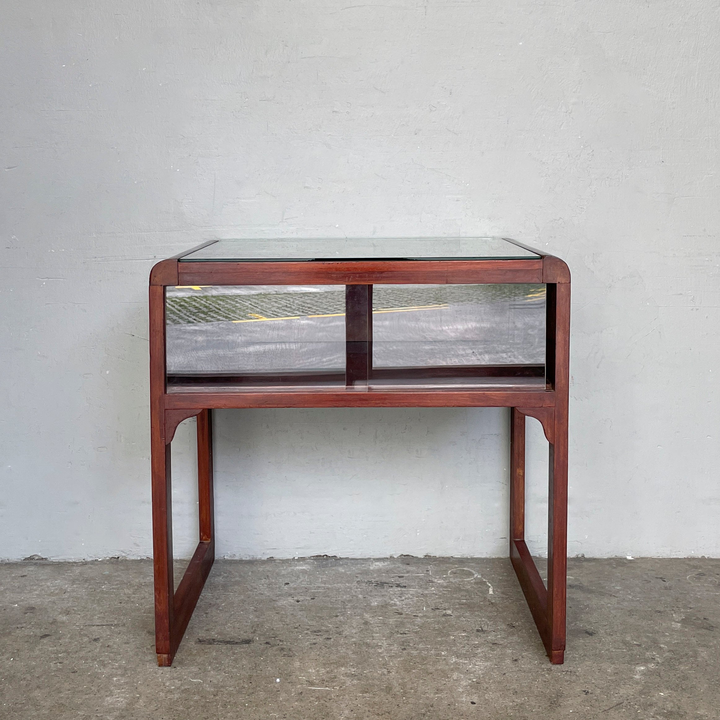 Vintage Side Table with Display Storage