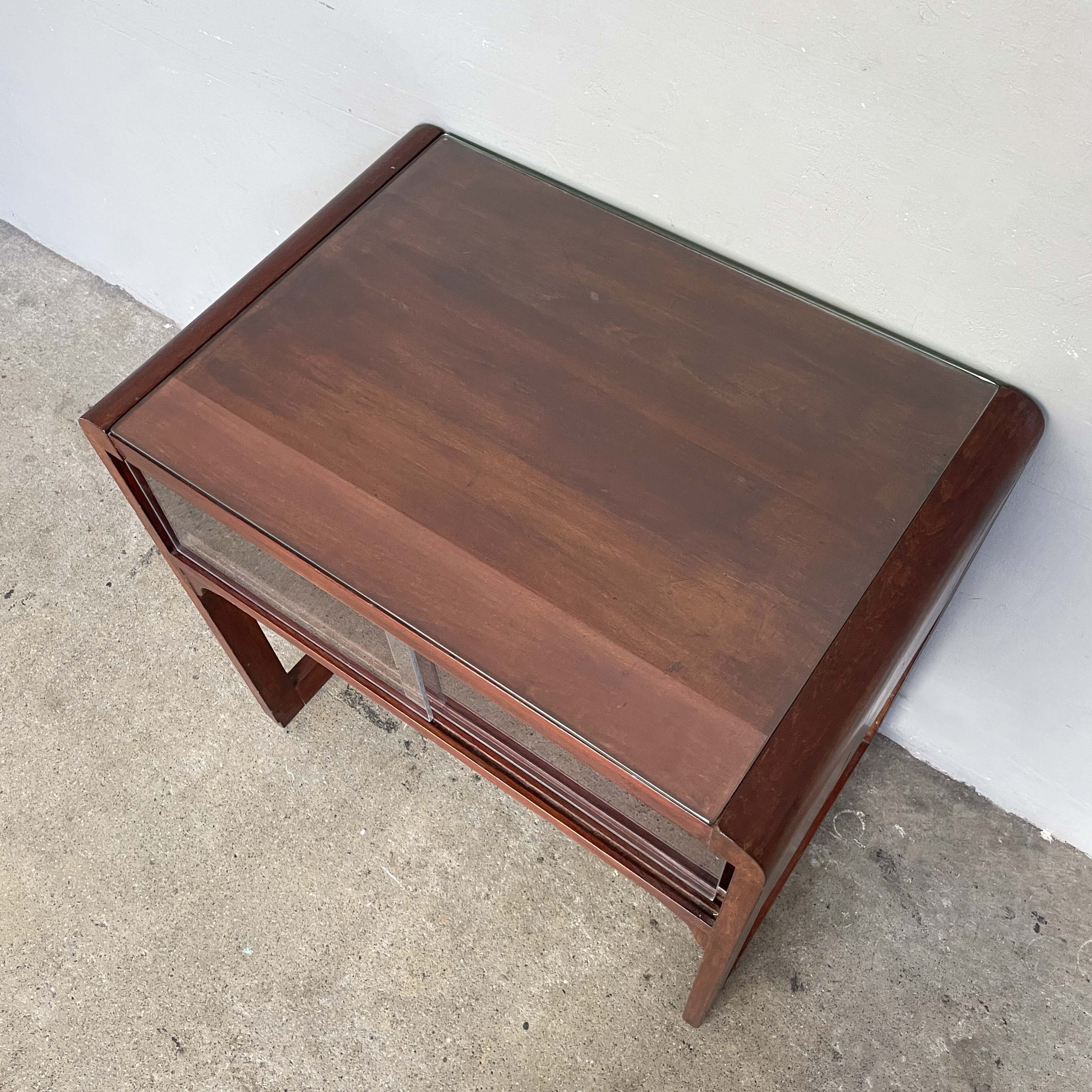 Vintage Side Table with Display Storage