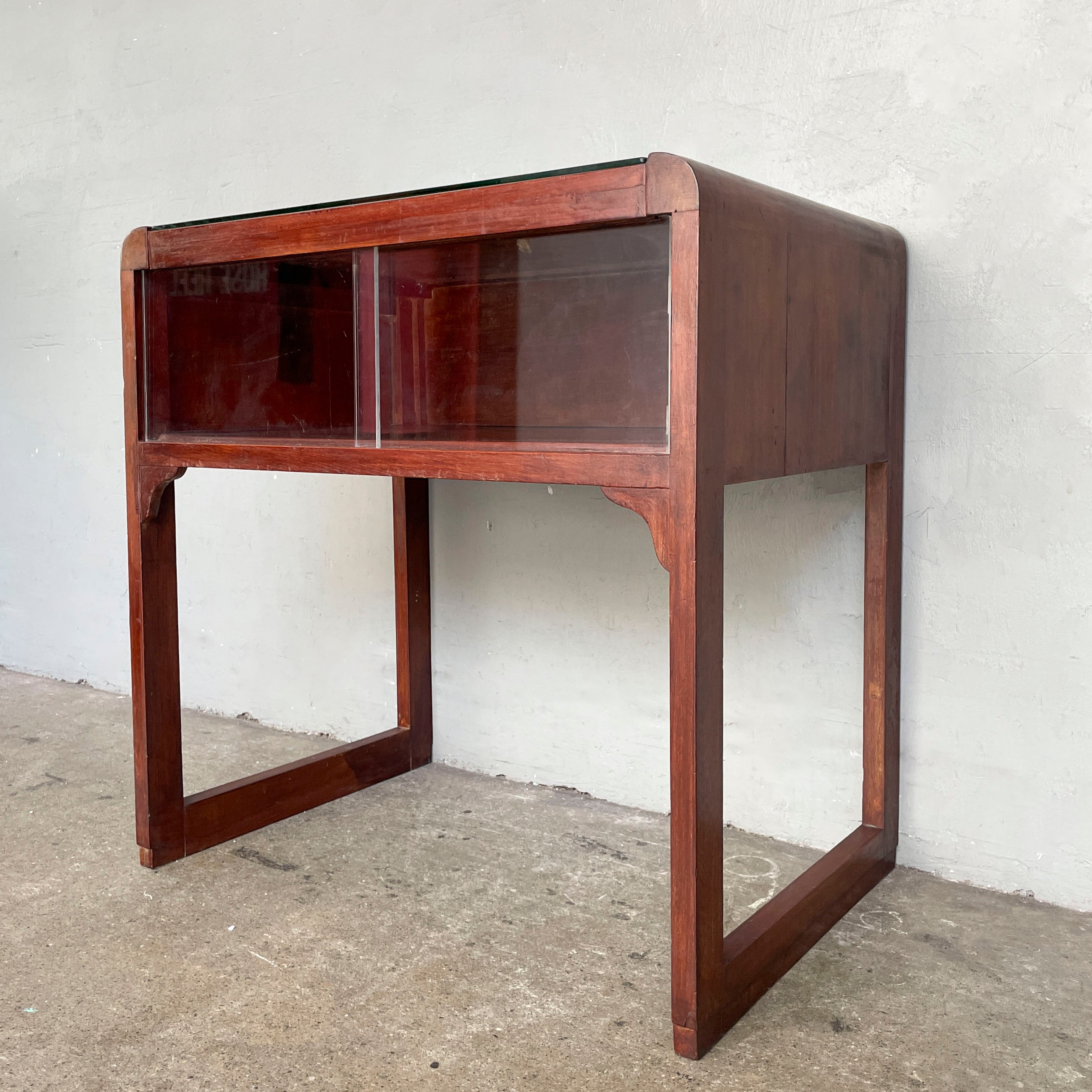 Vintage Side Table with Display Storage