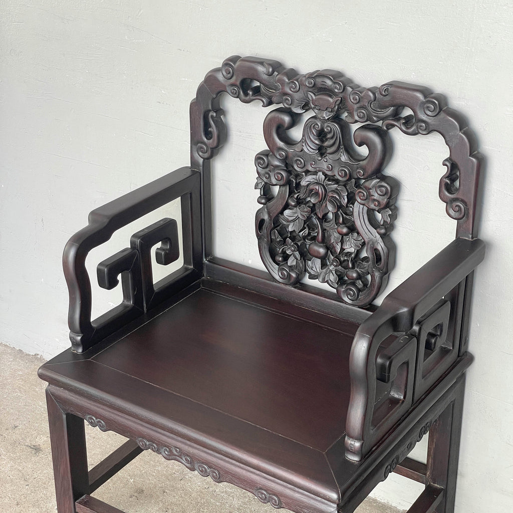 A Pair of Chinese Carved Blackwood Chair