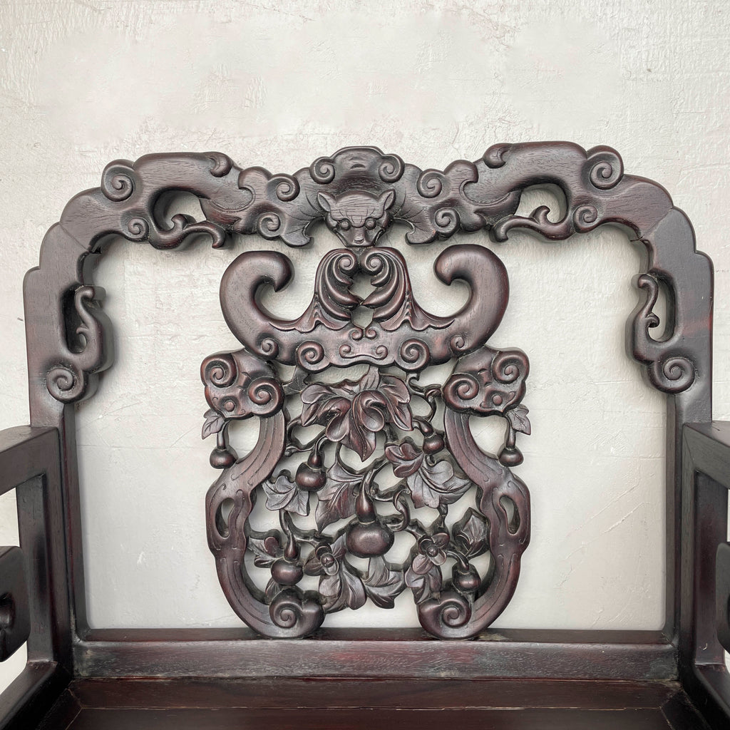 A Pair of Chinese Carved Blackwood Chair