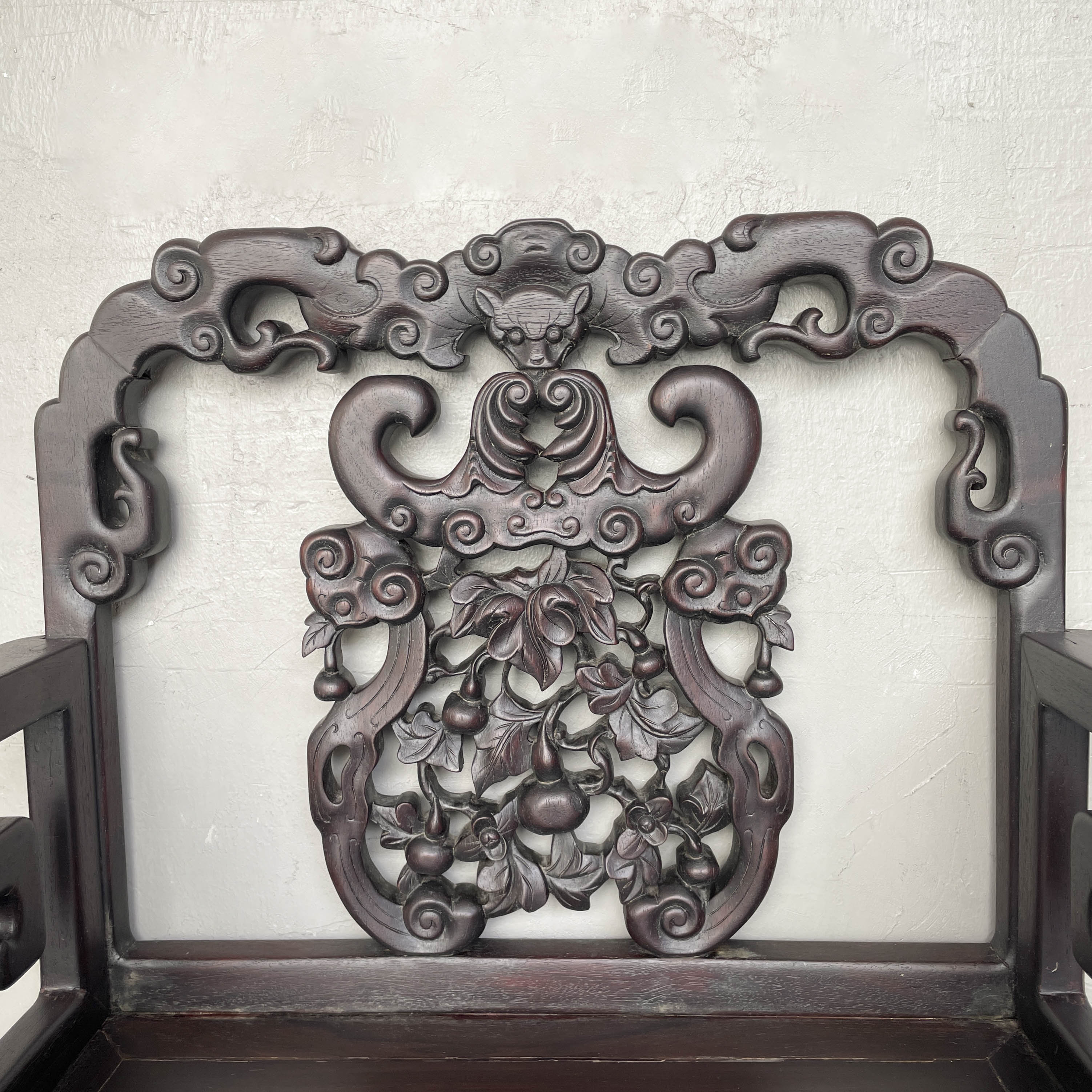 A Pair of Chinese Carved Blackwood Chair