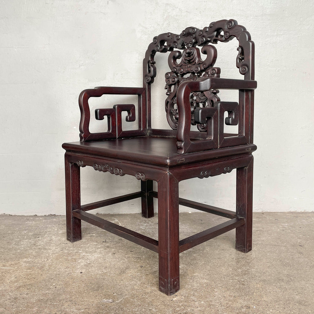 A Pair of Chinese Carved Blackwood Chair