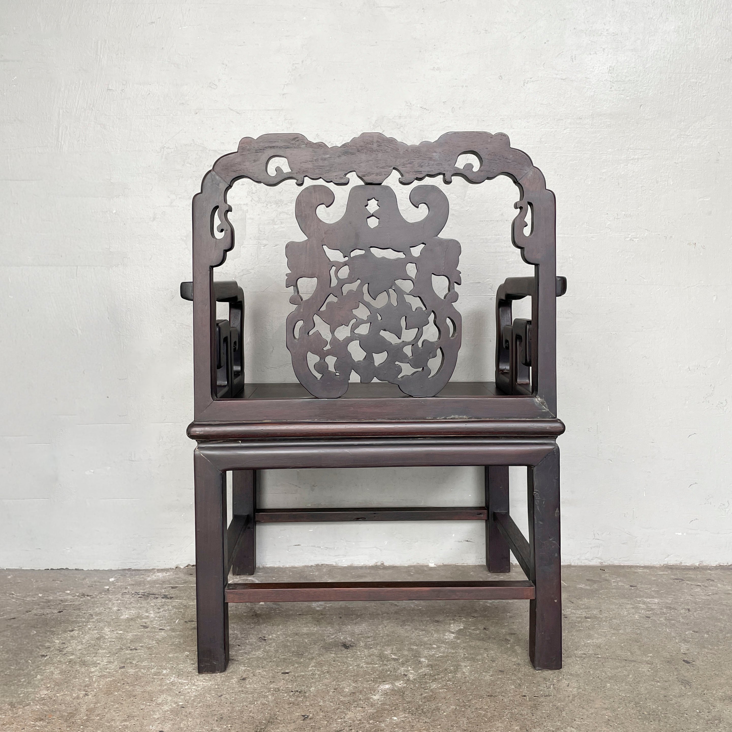 A Pair of Chinese Carved Blackwood Chair