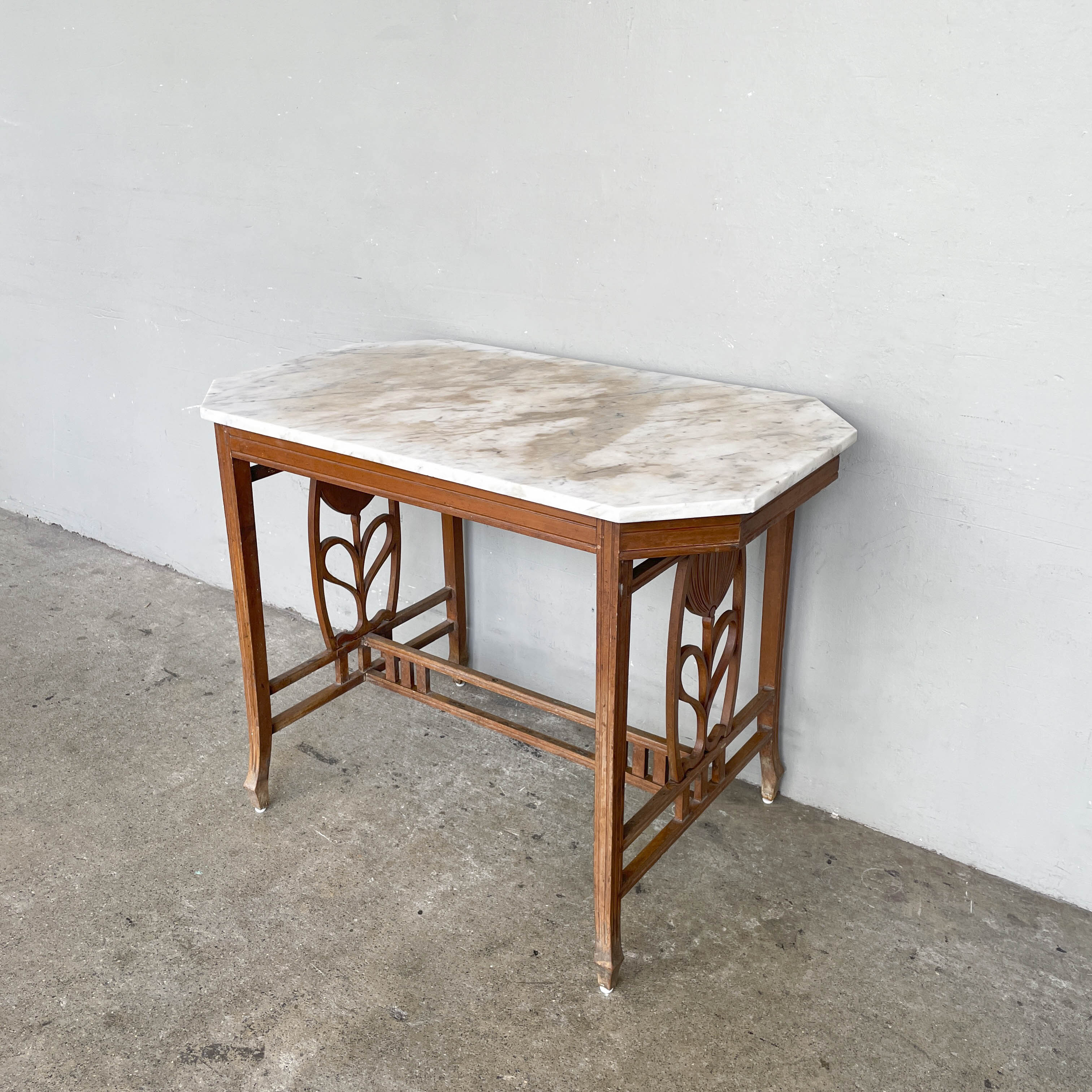 Vintage Marble Table with "Floral" Details