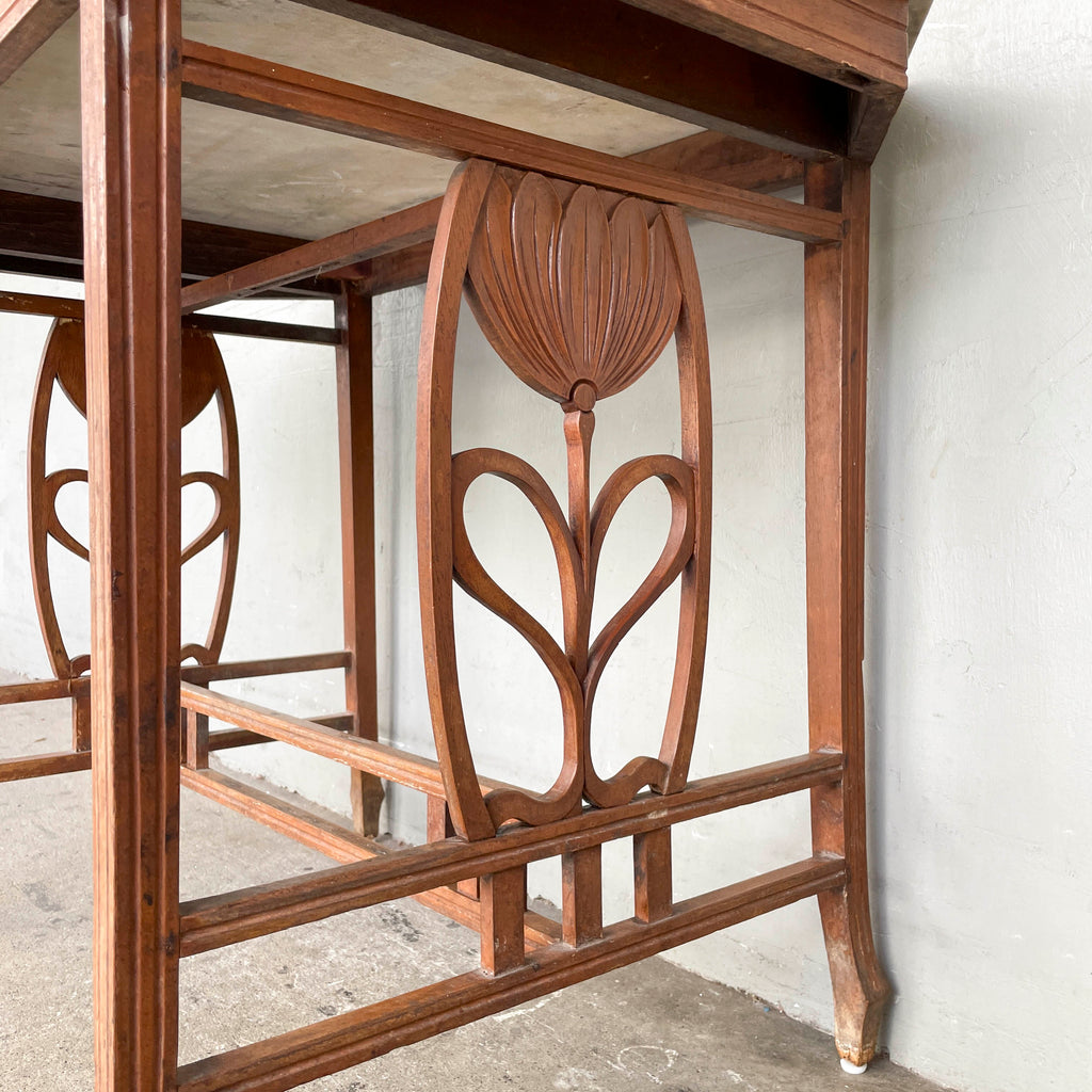 Vintage Marble Table with "Floral" Details