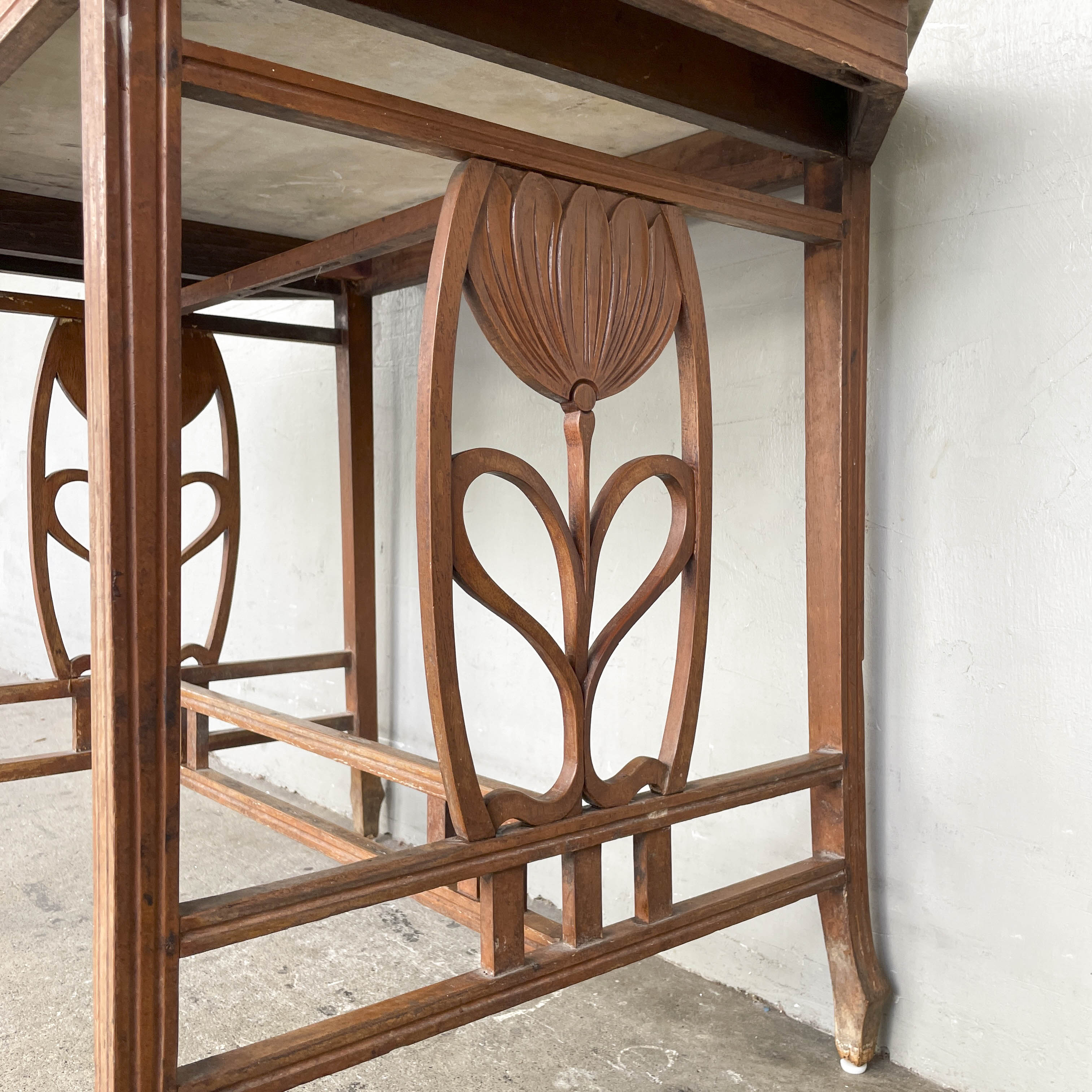 Vintage Marble Table with "Floral" Details
