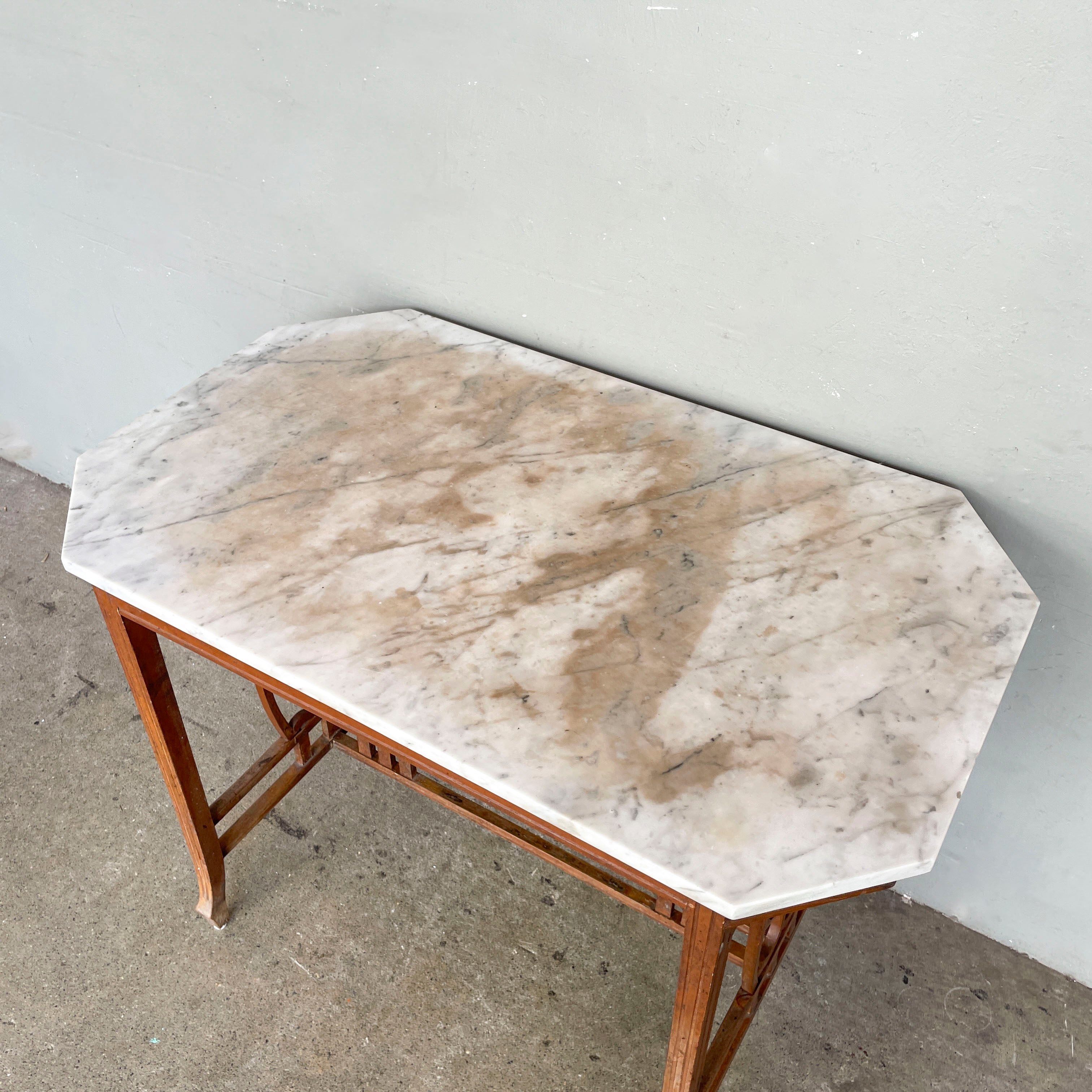 Vintage Marble Table with "Floral" Details