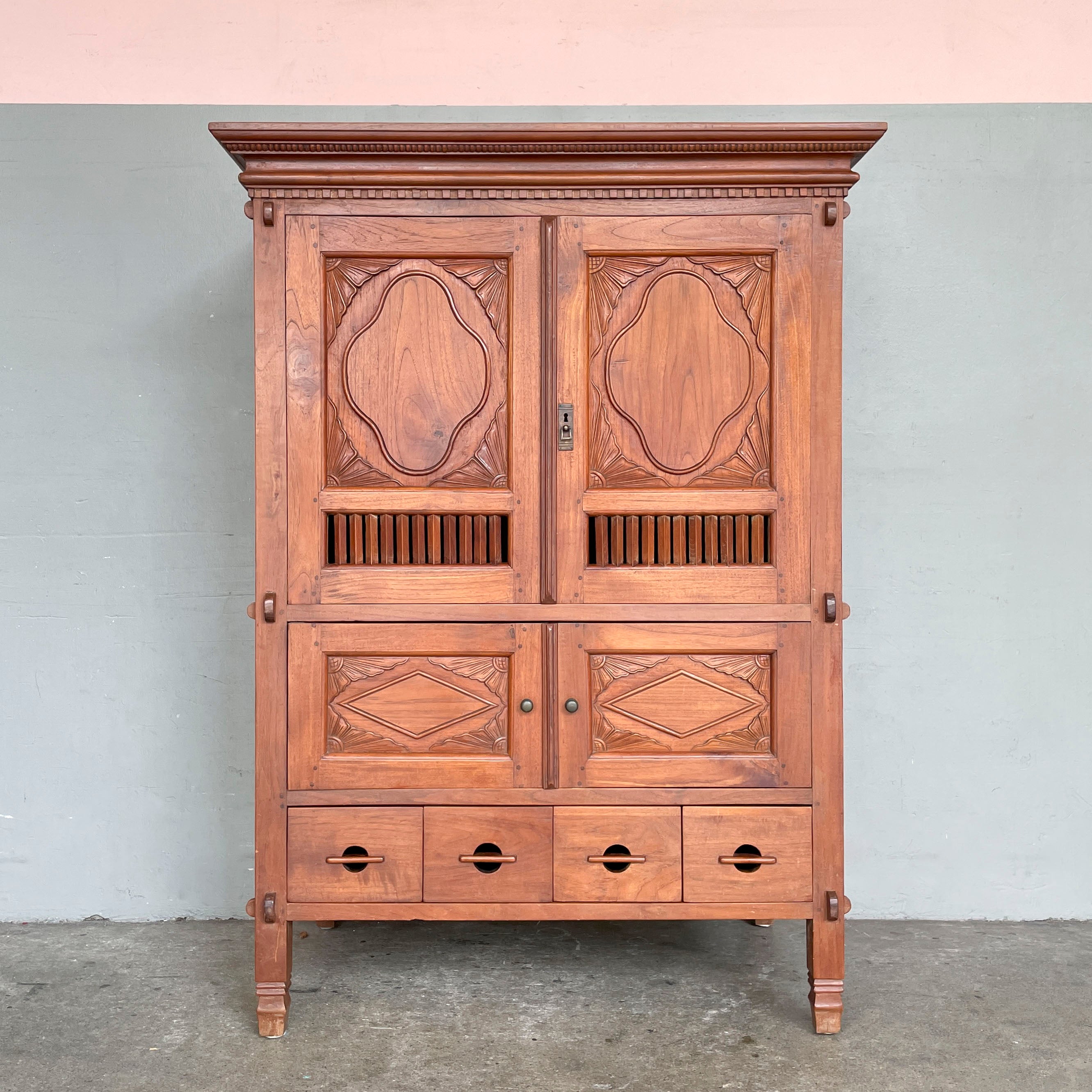 Ornate Teak Storage Cabinet