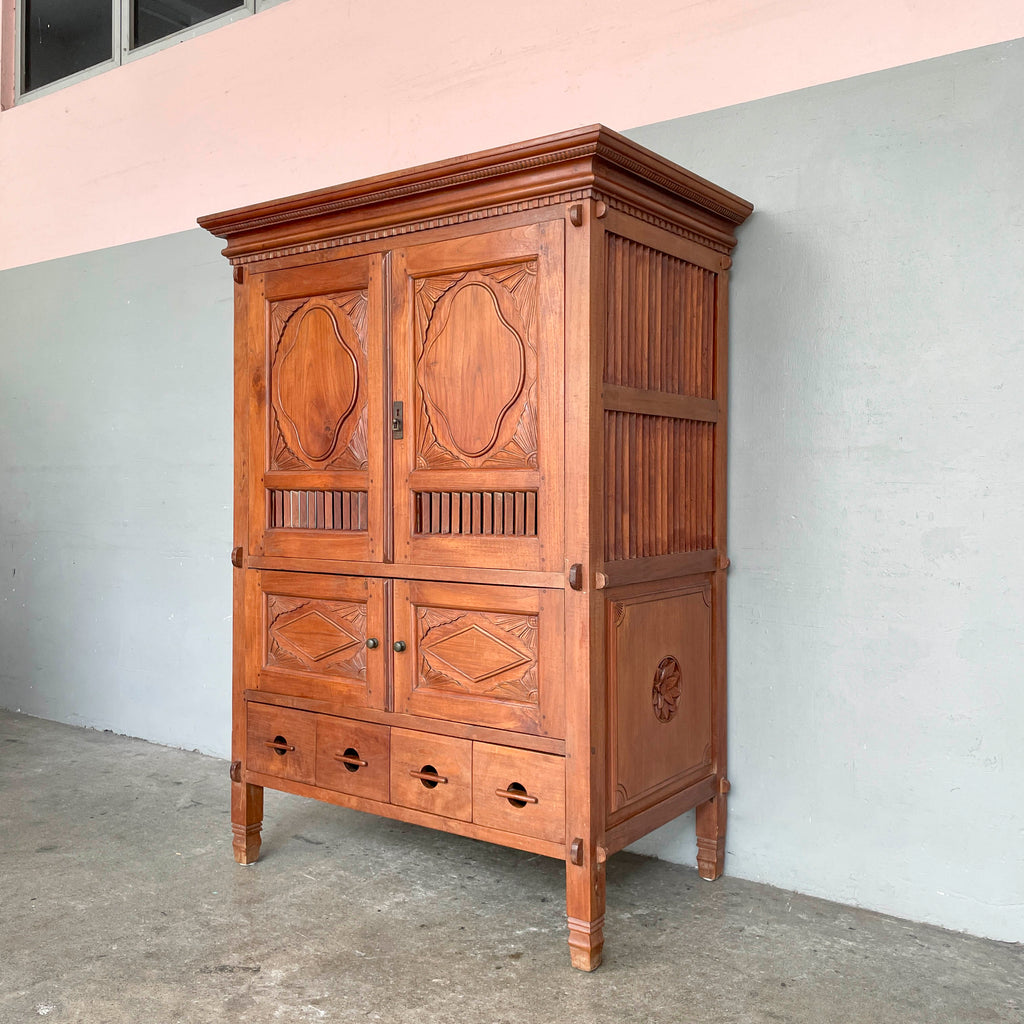 Ornate Teak Storage Cabinet