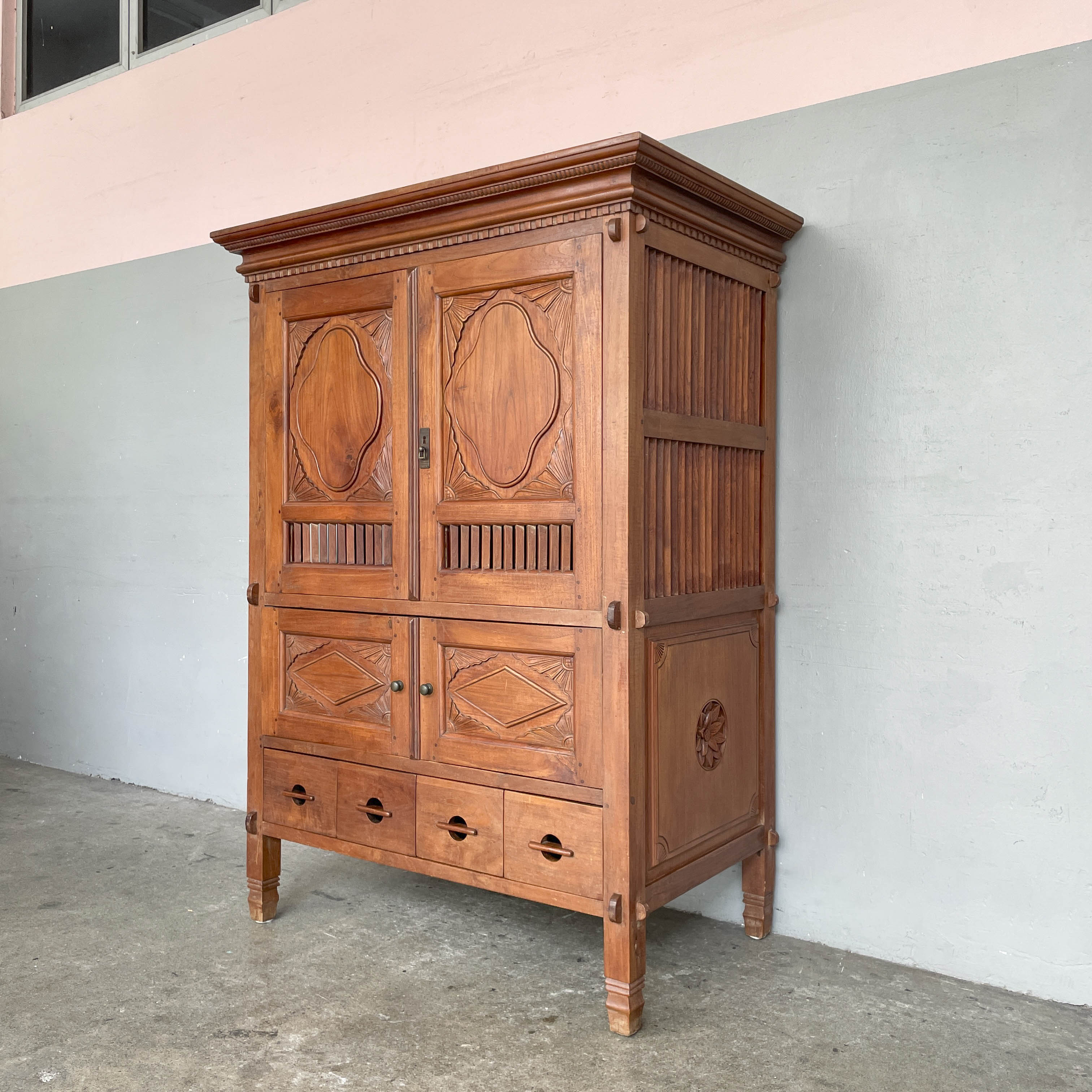 Ornate Teak Storage Cabinet