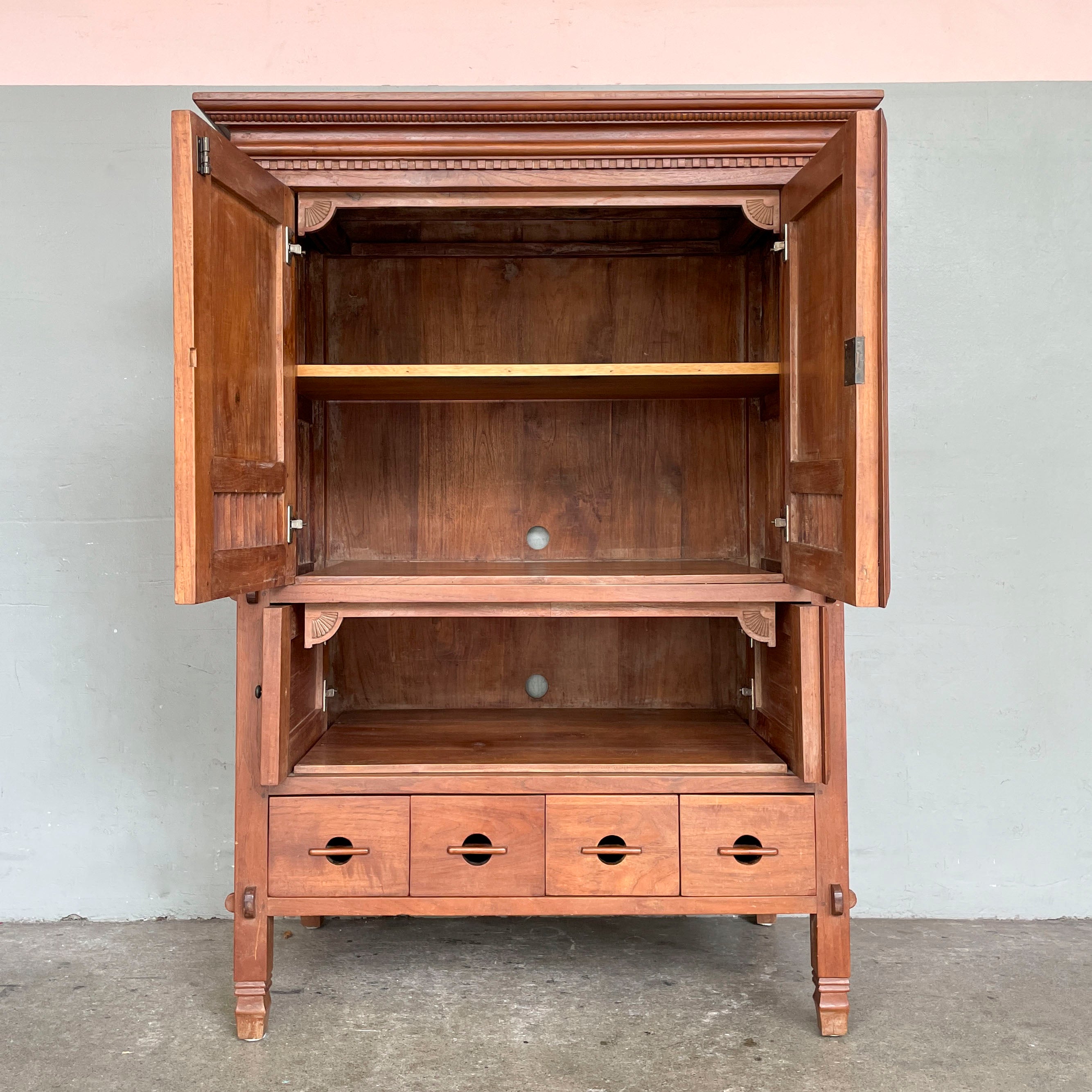 Ornate Teak Storage Cabinet