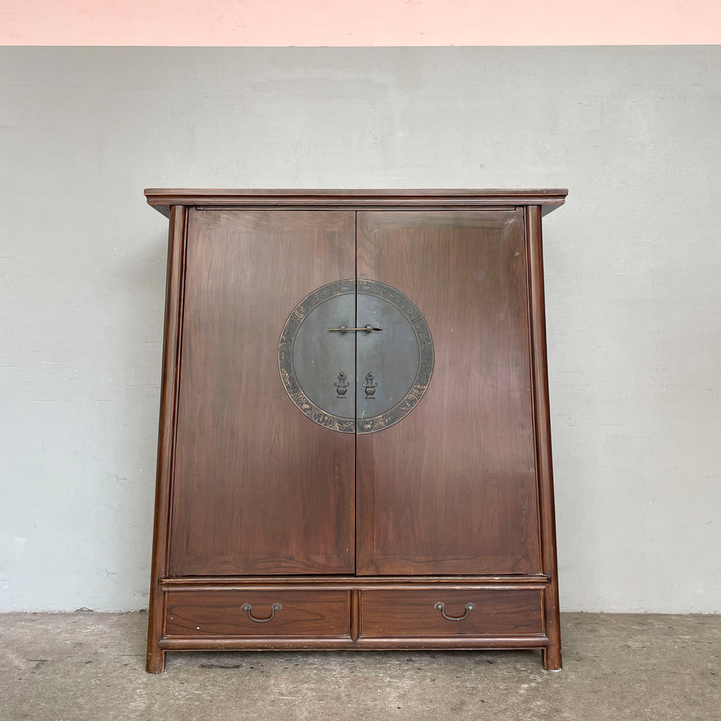 Elm Cabinet with Brass Medallion